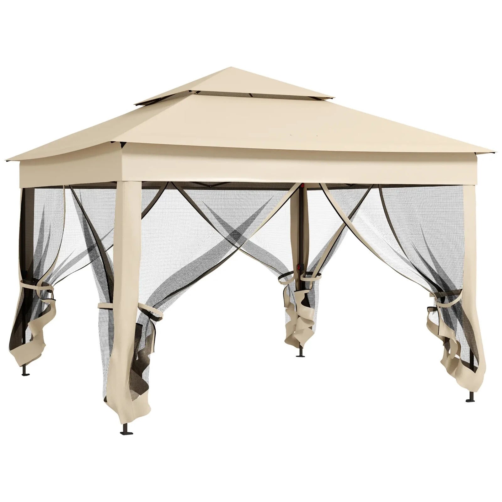 Cream Outdoor Garden Folding Tent Heavy Duty Pop Up Gazebo w Sides Party Patio - Home and Garden Furniture Shop - rustic - furniture