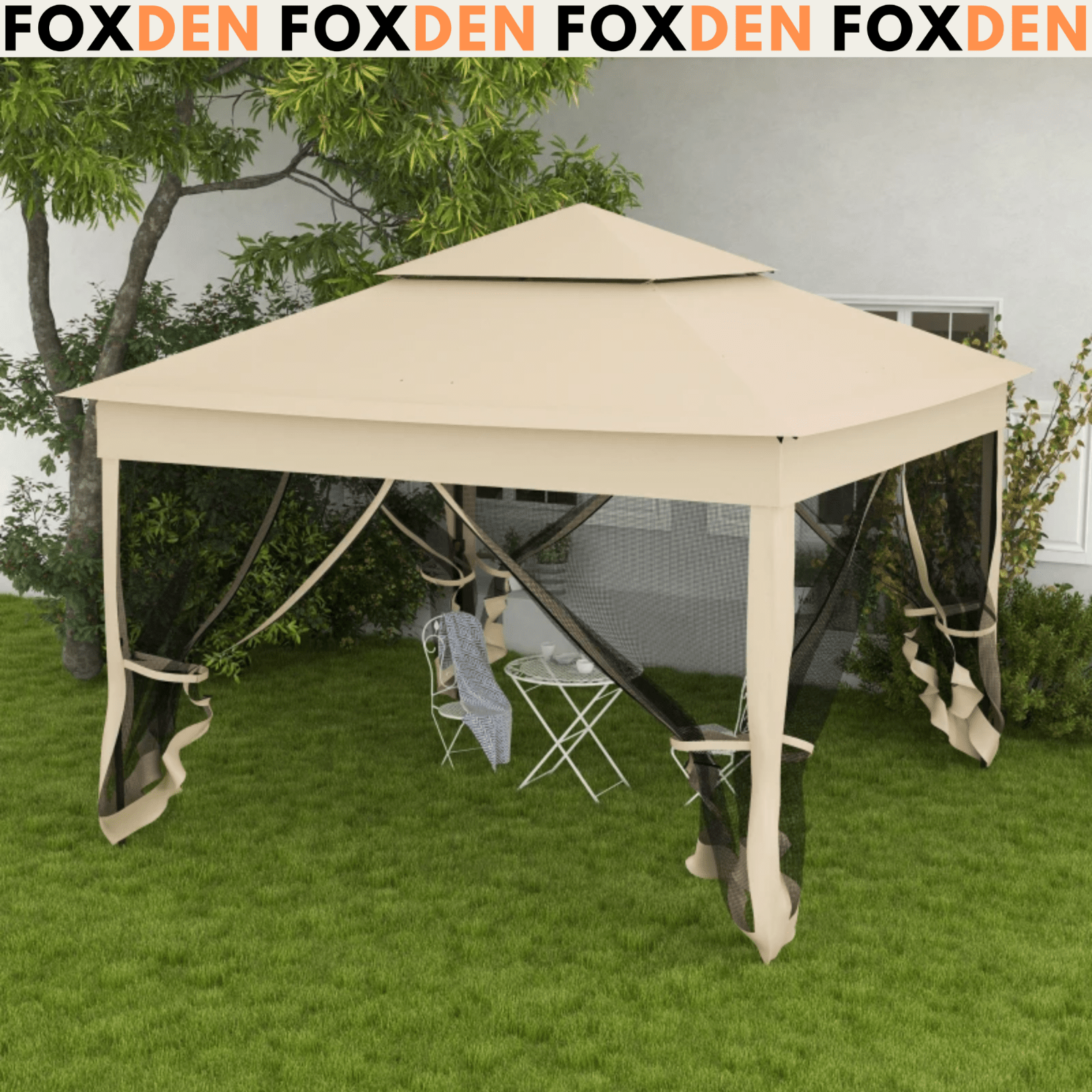 Cream Outdoor Garden Folding Tent Heavy Duty Pop Up Gazebo w Sides Party Patio - Home and Garden Furniture Shop - #rustic - furniture#