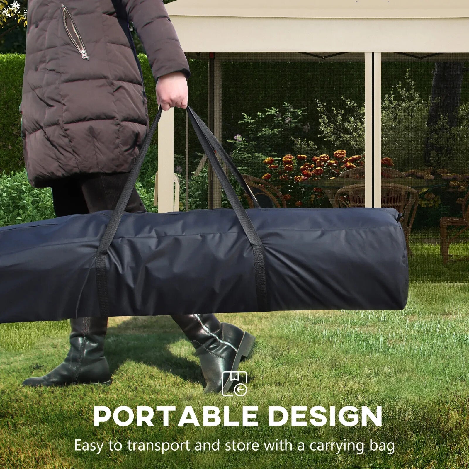 Cream Outdoor Garden Folding Tent Heavy Duty Pop Up Gazebo w Sides Party Patio - Home and Garden Furniture Shop - rustic - furniture