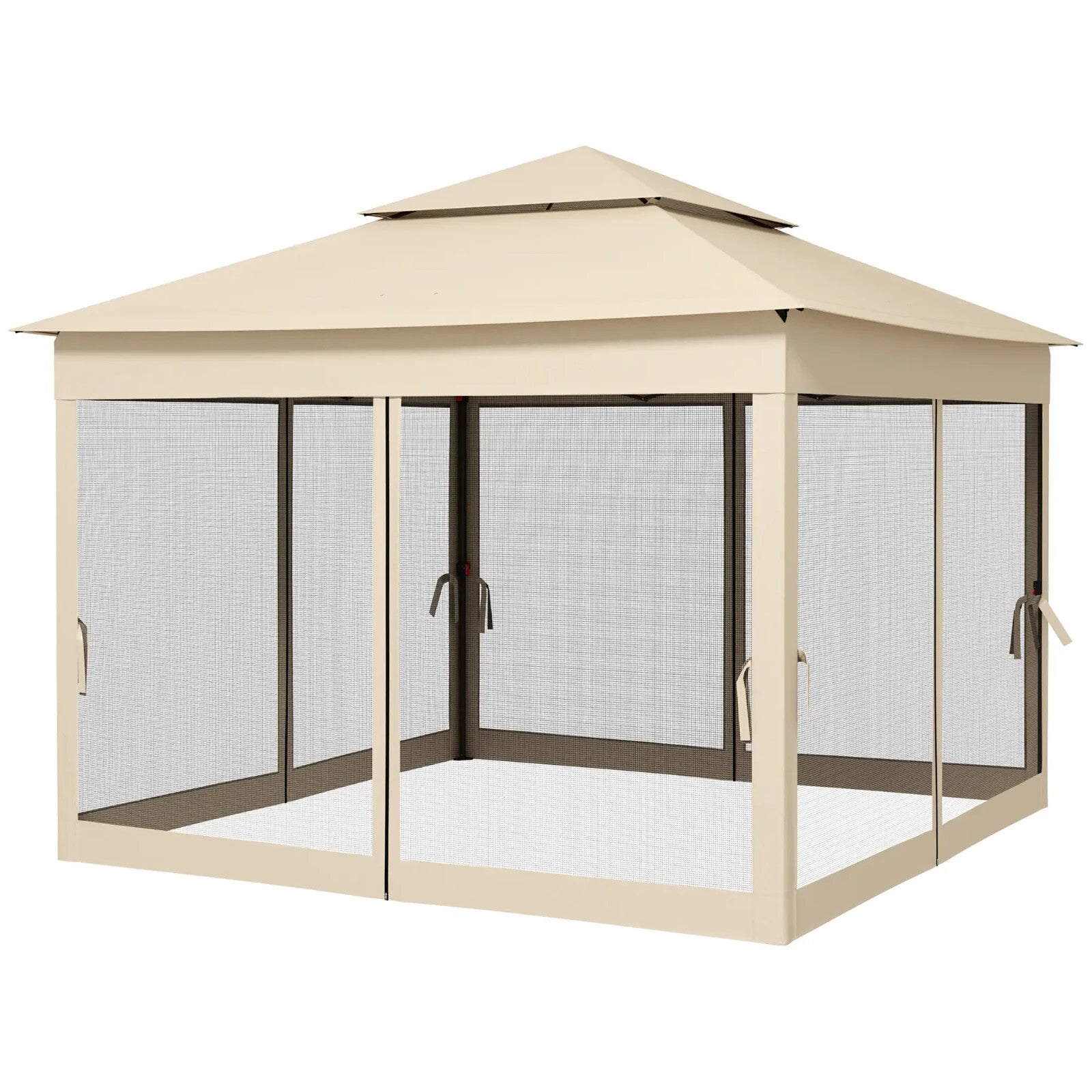 Cream Outdoor Garden Folding Tent Heavy Duty Pop Up Gazebo w Sides Party Patio - Home and Garden Furniture Shop - rustic - furniture