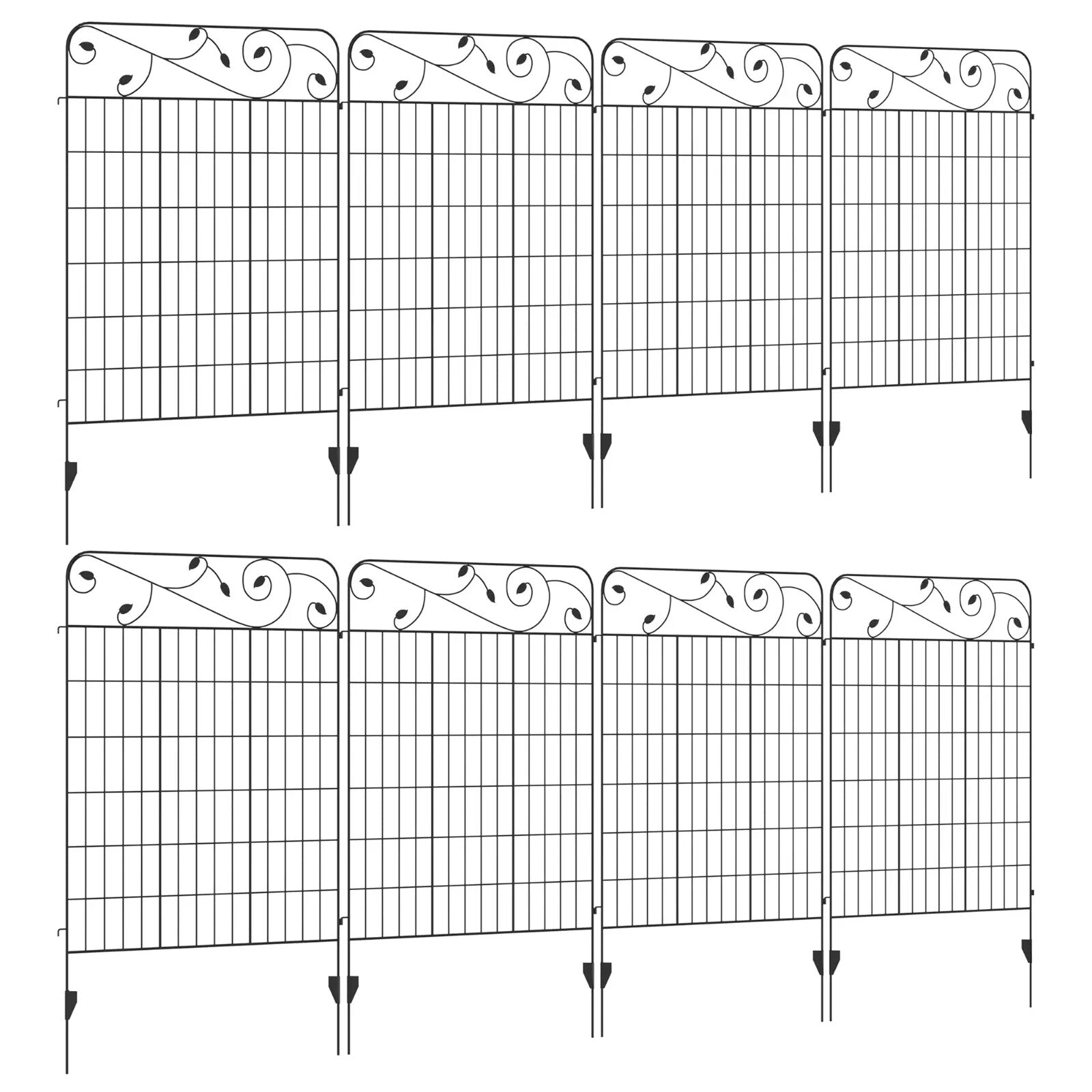 Decorative Garden Fencing Panels 8pcs 43in x 23ft Rustproof Metal Picket Border - Home and Garden Furniture Shop - rustic - furniture