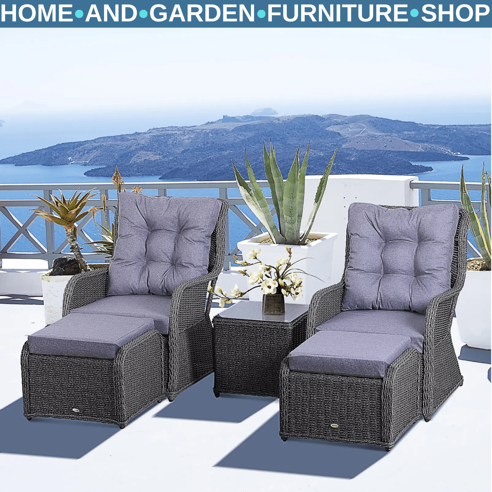 Deluxe 2 Seater Rattan Armchair and Table Set Outdoor Patio Garden Furniture - Home and Garden Furniture Shop - rustic - furniture
