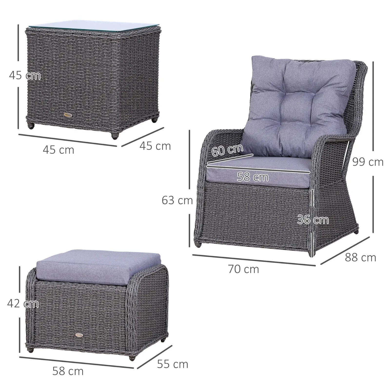 Deluxe 2 Seater Rattan Armchair and Table Set Outdoor Patio Garden Furniture - Home and Garden Furniture Shop - #rustic - furniture#