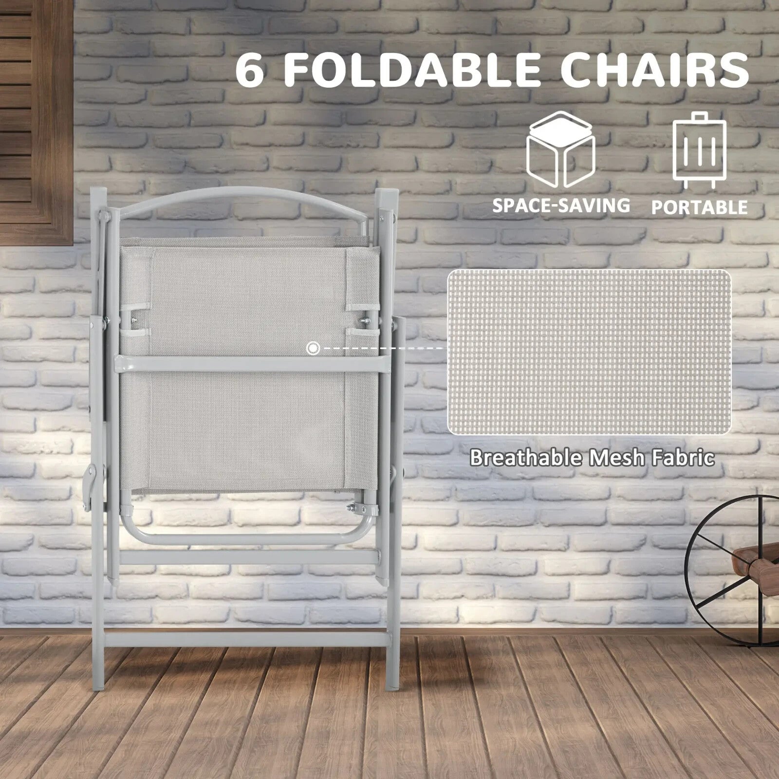 Dining Set 8 - Piece Powder Coated with Tempered Glass Top Table & Parasol Grey - Home and Garden Furniture Shop - rustic - furniture