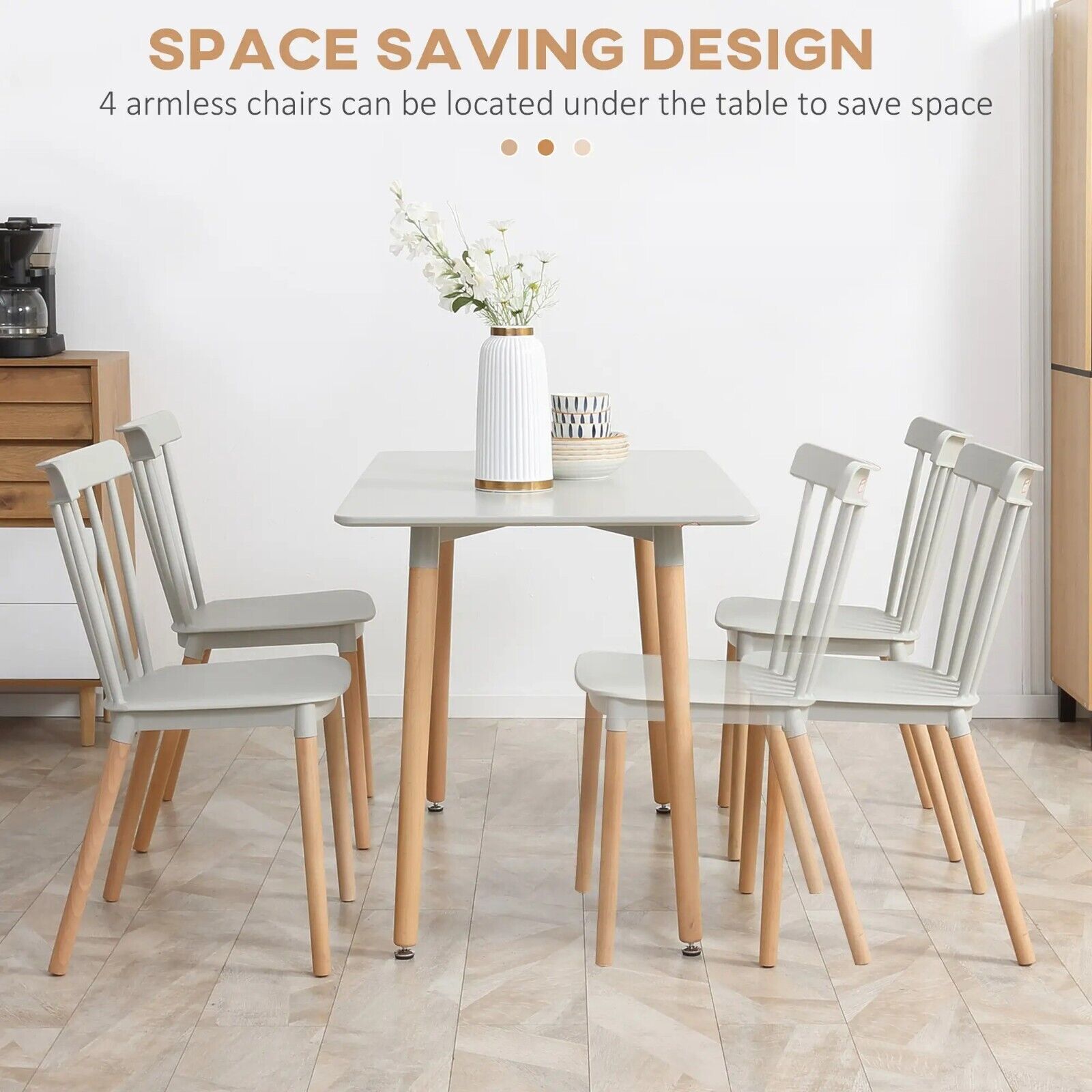 Dining Table With 4 Chairs Wooden Legs Kitchen Dining Table Set for 4 Grey Wood - Home and Garden Furniture Shop - rustic - furniture