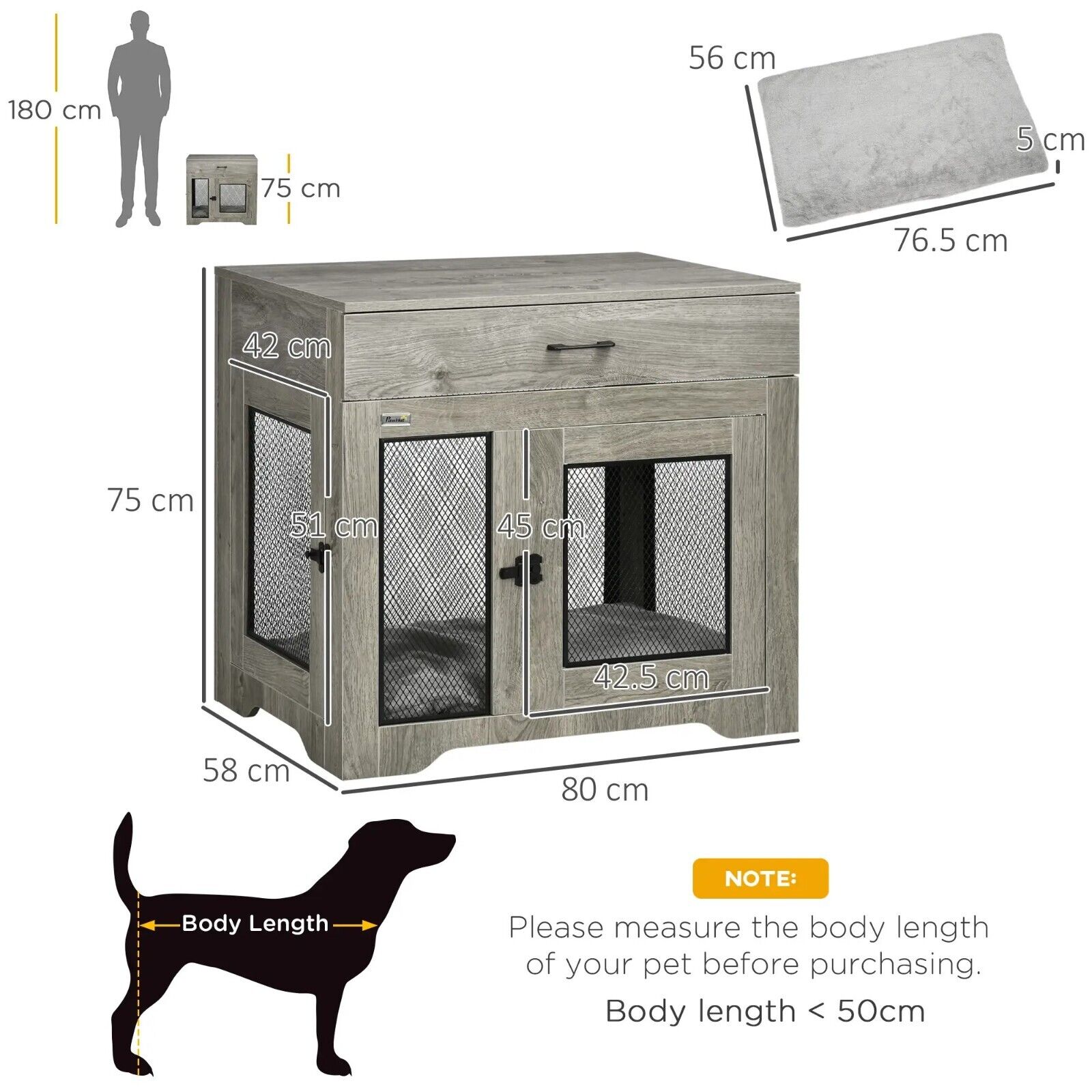 Dog Kennel Pet Crate for Medium Dogs Double Door Dog Cage Grey Indoor Furniture - Home and Garden Furniture Shop - #rustic - furniture#