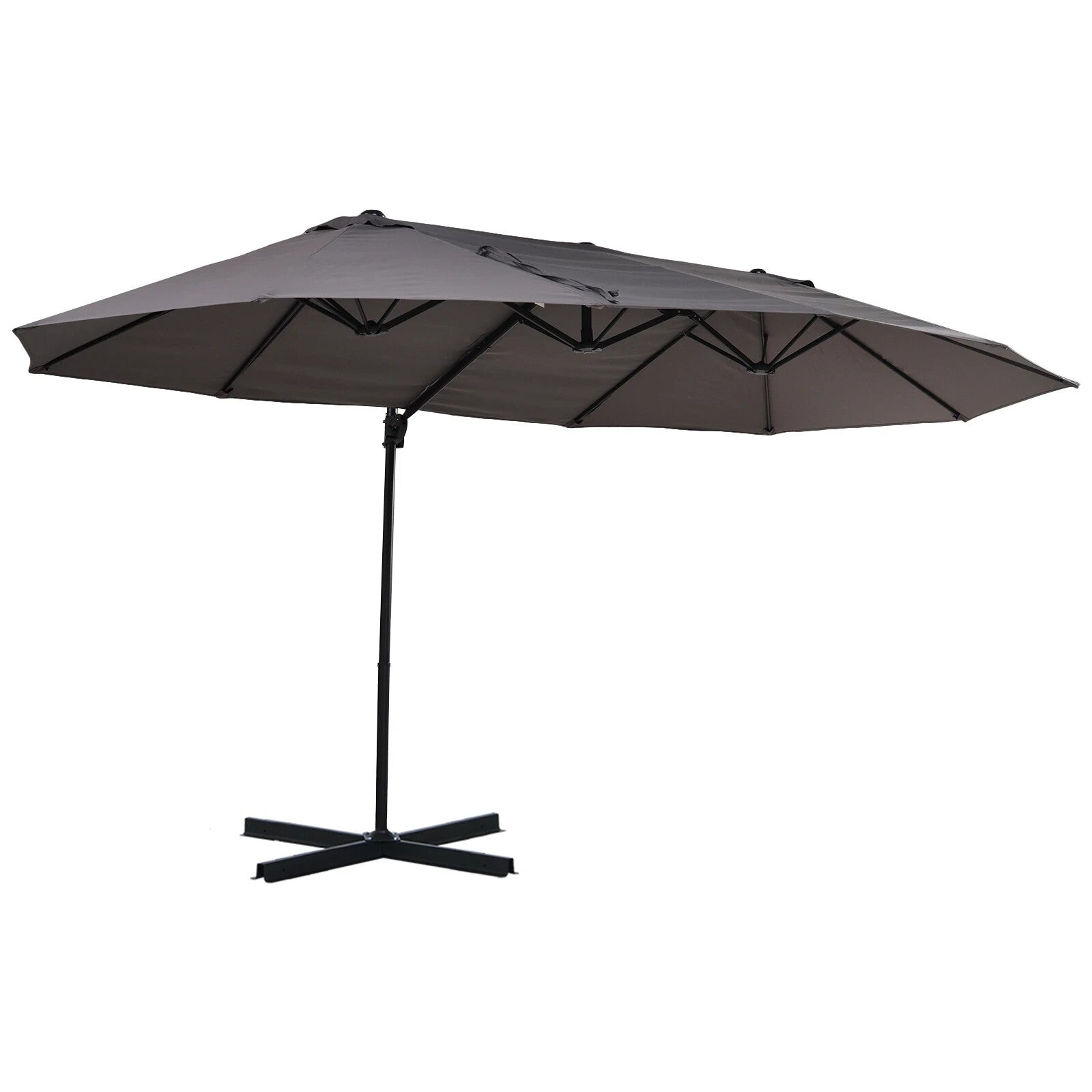 Double Canopy Offset Parasol Garden Umbrella with Steel Pole and 12 Ribs Shade - Home and Garden Furniture Shop - rustic - furniture