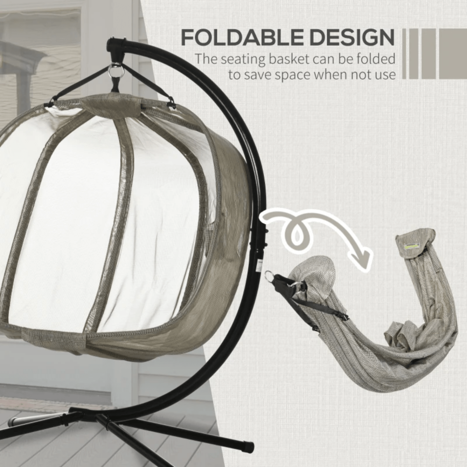 Double Hanging Egg Chair 2 Seater Swing Hammock Cocoon Cushion Side Phone Holder - Home and Garden Furniture Shop - rustic - furniture