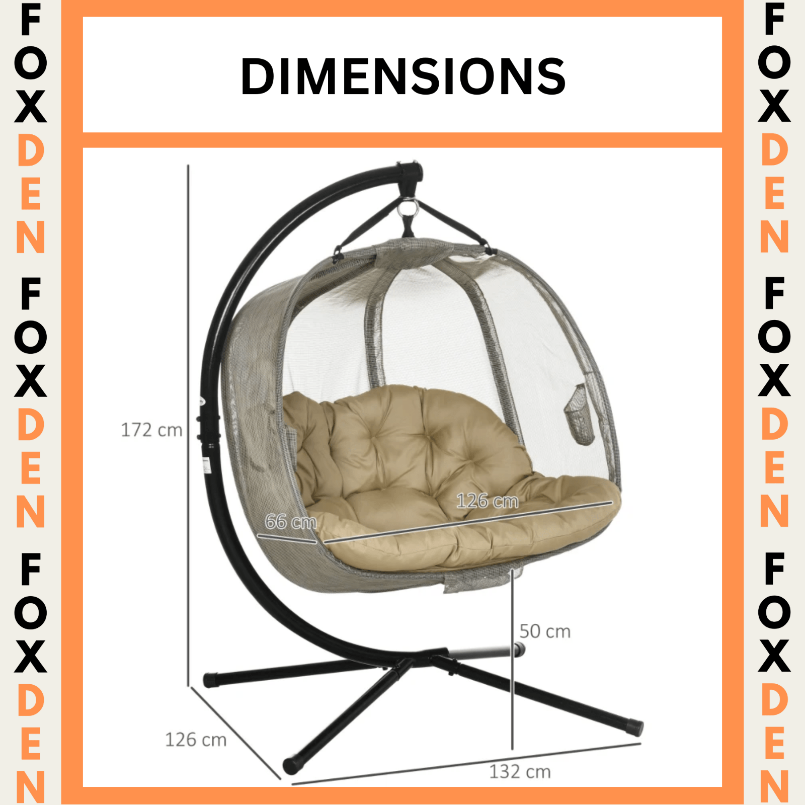 Double Hanging Egg Chair 2 Seater Swing Hammock Cocoon Cushion Side Phone Holder - Home and Garden Furniture Shop - rustic - furniture