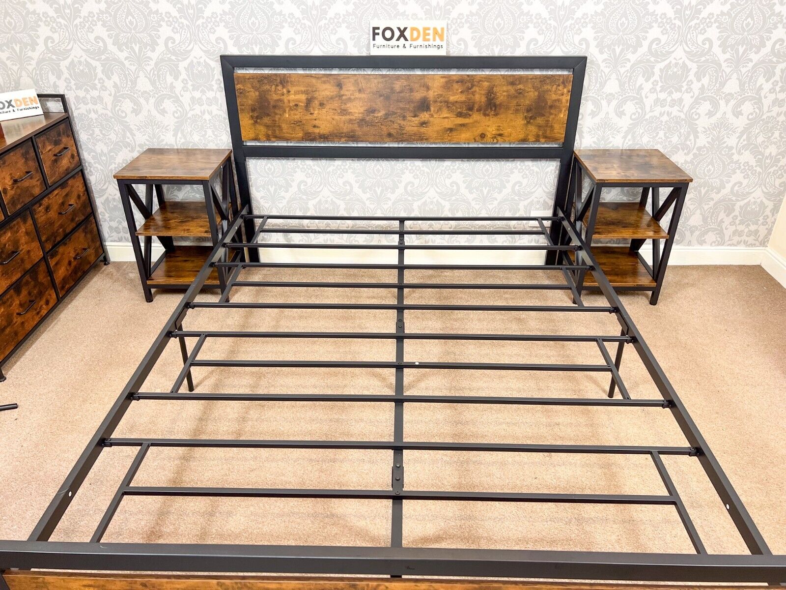 Double Metal Bed Frame Platform Bedframe Slat Bedstead with Headboard Footboard - Home and Garden Furniture Shop - #rustic - furniture#