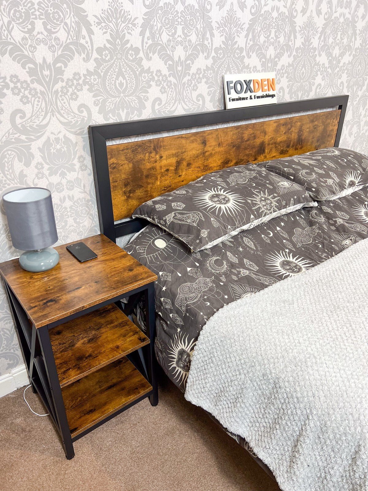 Double Metal Bed Frame Platform Bedframe Slat Bedstead with Headboard Footboard - Home and Garden Furniture Shop - rustic - furniture