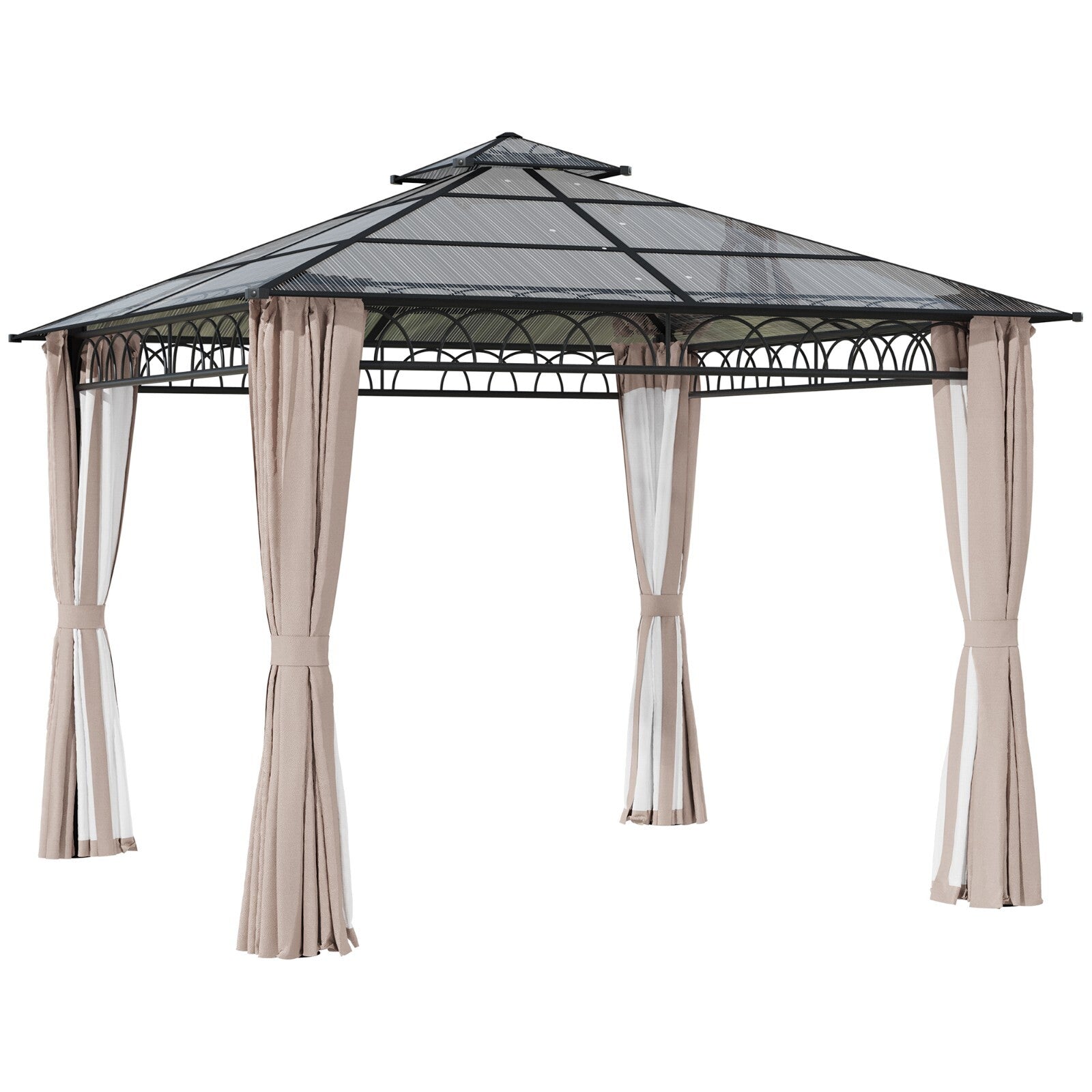 Double Roof Hard Top Gazebo with Sides 3m Party Tent Garden Marquee Patio Cover - Home and Garden Furniture Shop - rustic - furniture
