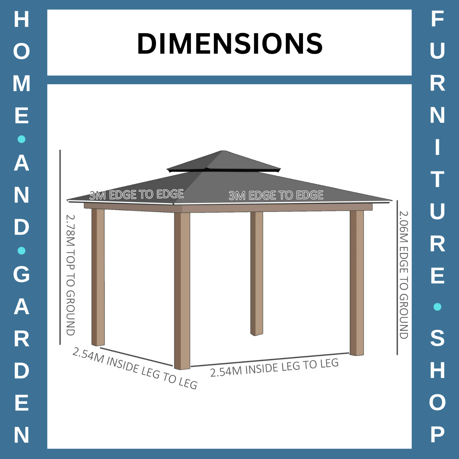 Double Roof Hard Top Gazebo with Sides 3m Party Tent Garden Marquee Patio Cover - Home and Garden Furniture Shop - rustic - furniture
