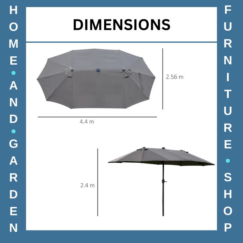 Double Sided Patio Parasol Garden Umbrella Canopy 4.4m Outdoor LED Solar Lights - Home and Garden Furniture Shop - rustic - furniture