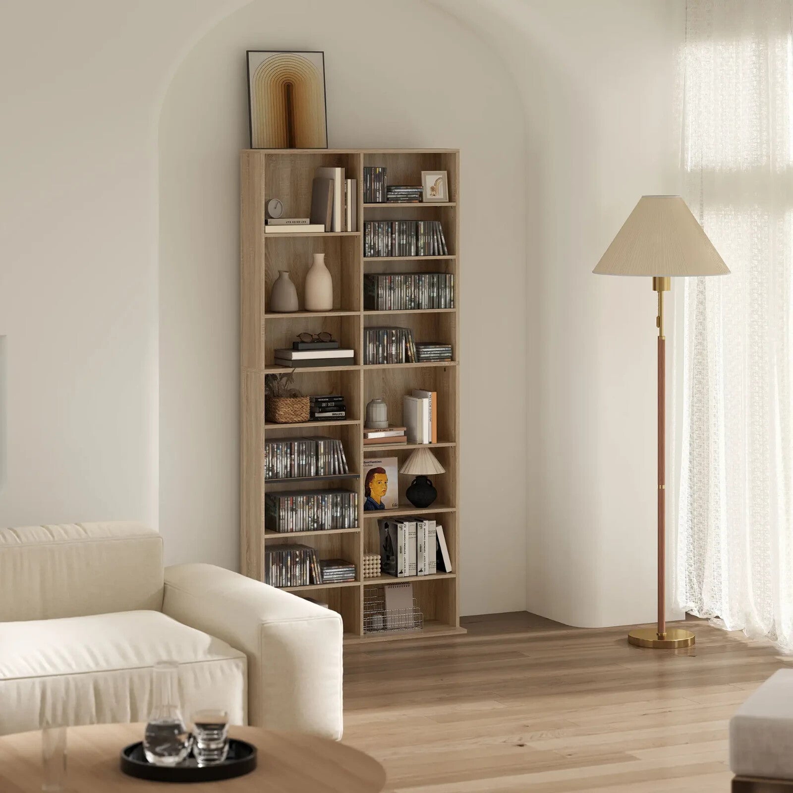 DVD Storage Unit 640 CD With 18 Compartments & 14 Shelves Oak Brown Wood Finish - Home and Garden Furniture Shop - rustic - furniture