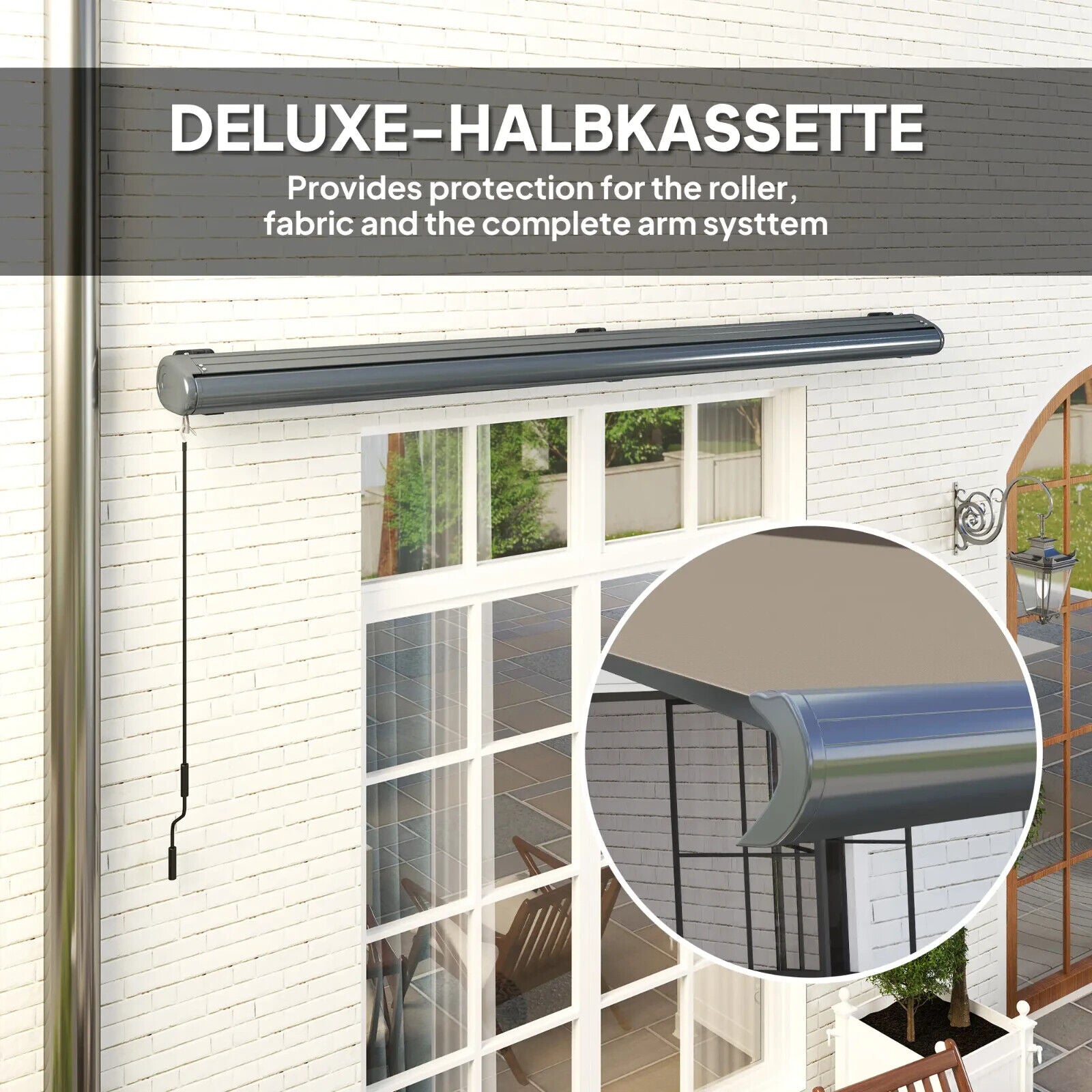 Electric Awning Remote Control Retractable Full Cassette Garden Patio Canopy - Home and Garden Furniture Shop - #rustic - furniture#