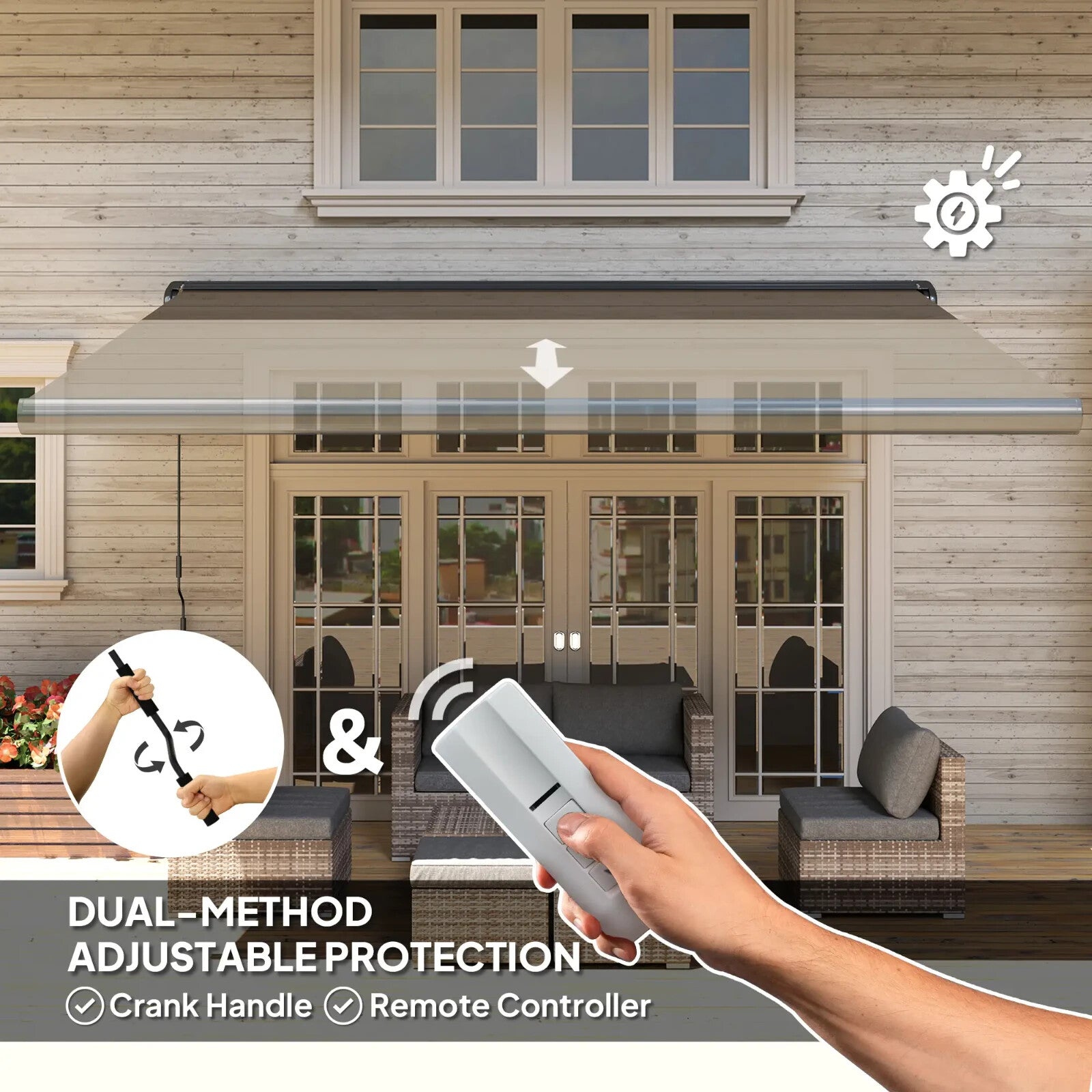 Electric Awning Remote Control Retractable Full Cassette Garden Patio Canopy - Home and Garden Furniture Shop - rustic - furniture