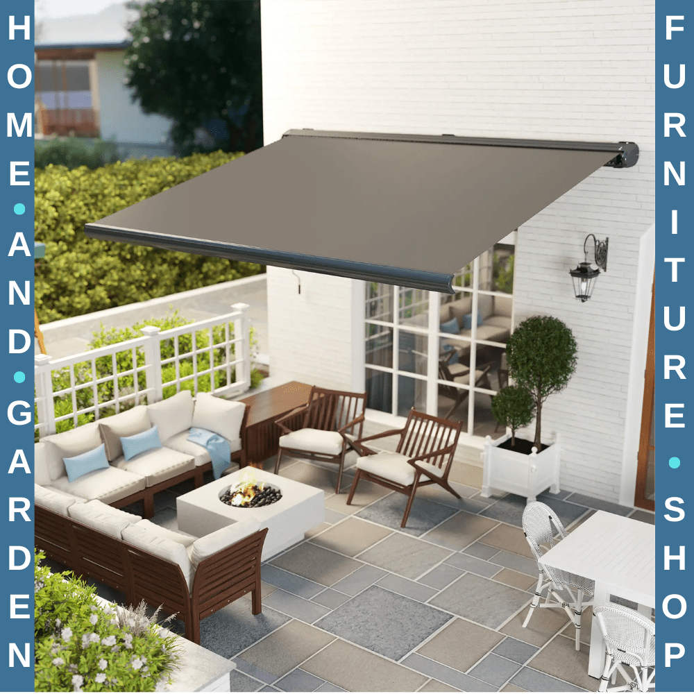 Electric Awning Remote Control Retractable Full Cassette Garden Patio Canopy - Home and Garden Furniture Shop - rustic - furniture
