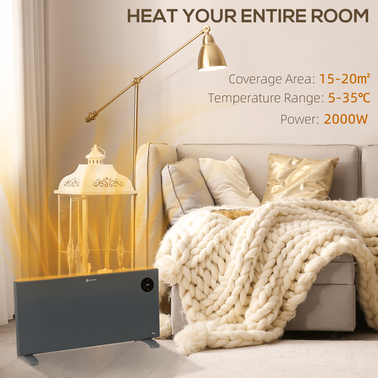 Electric Heater with Adjustable Thermostat Freestanding or Wall Mounted Heater - Home and Garden Furniture Shop - #rustic - furniture#