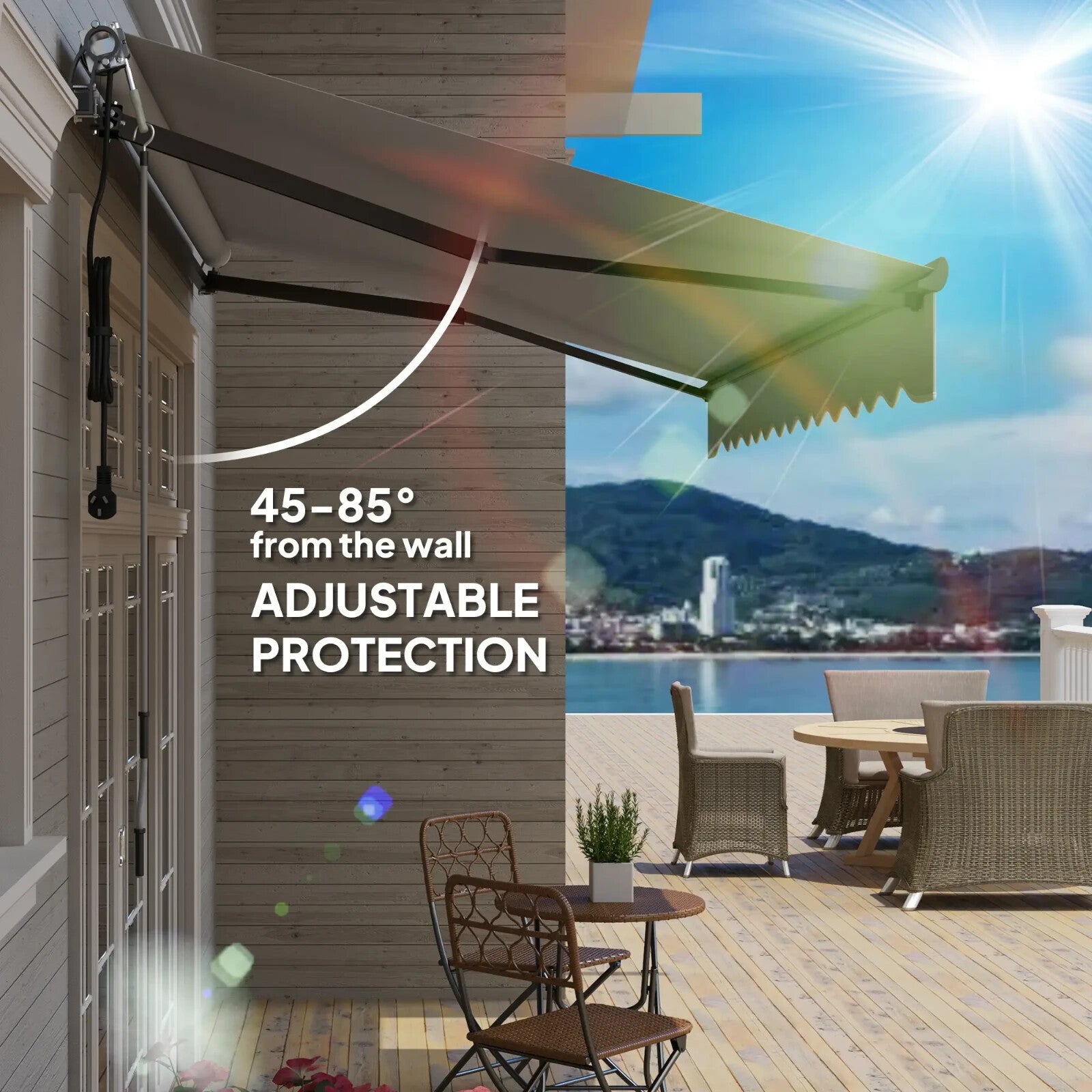 Electric Motorised Retractable Garden Awning 3.5 x 3 m UV Sun Shade Canopy Grey - Home and Garden Furniture Shop - rustic - furniture