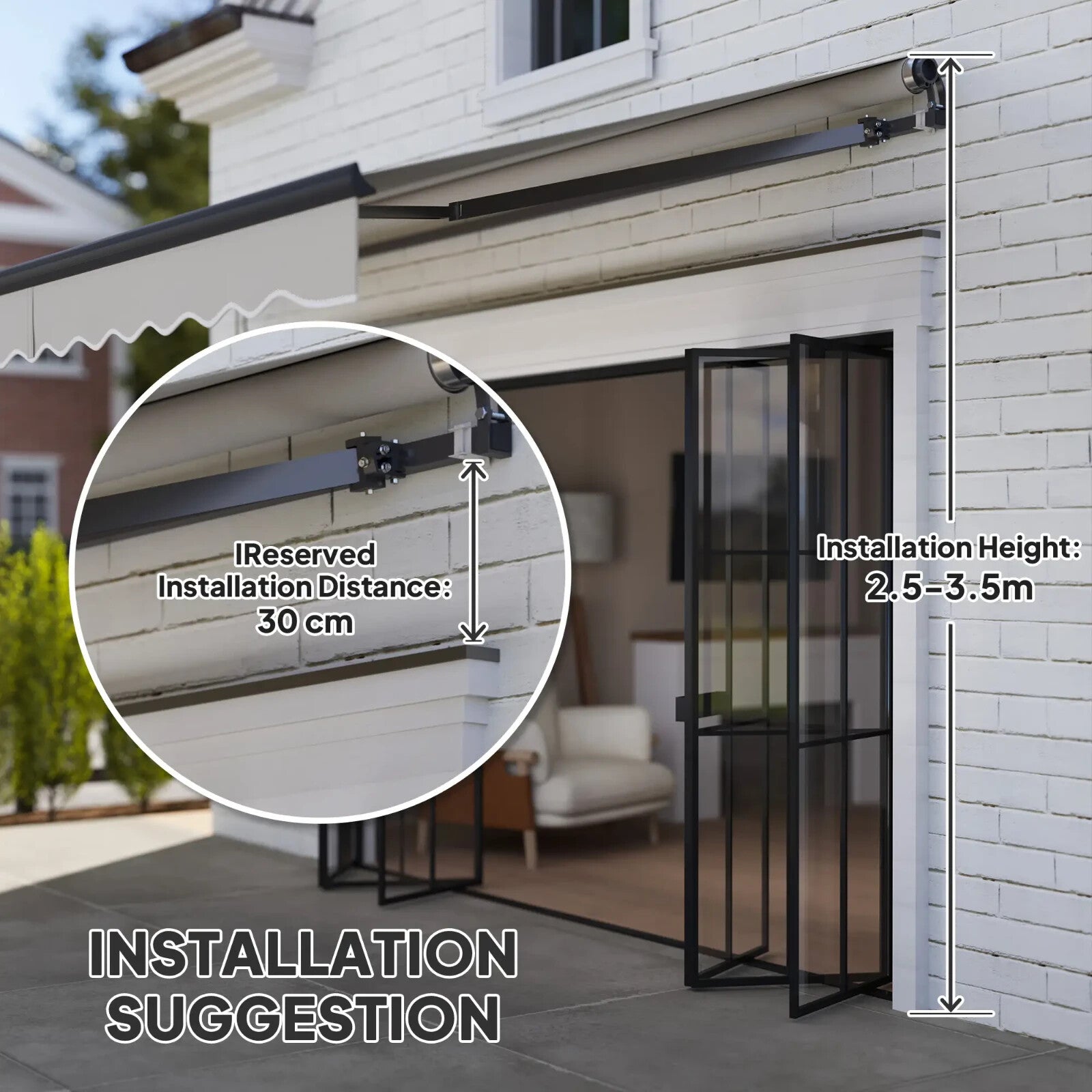 Electric Motorised Retractable Garden Awning 3.5 x 3 m UV Sun Shade Canopy Grey - Home and Garden Furniture Shop - rustic - furniture