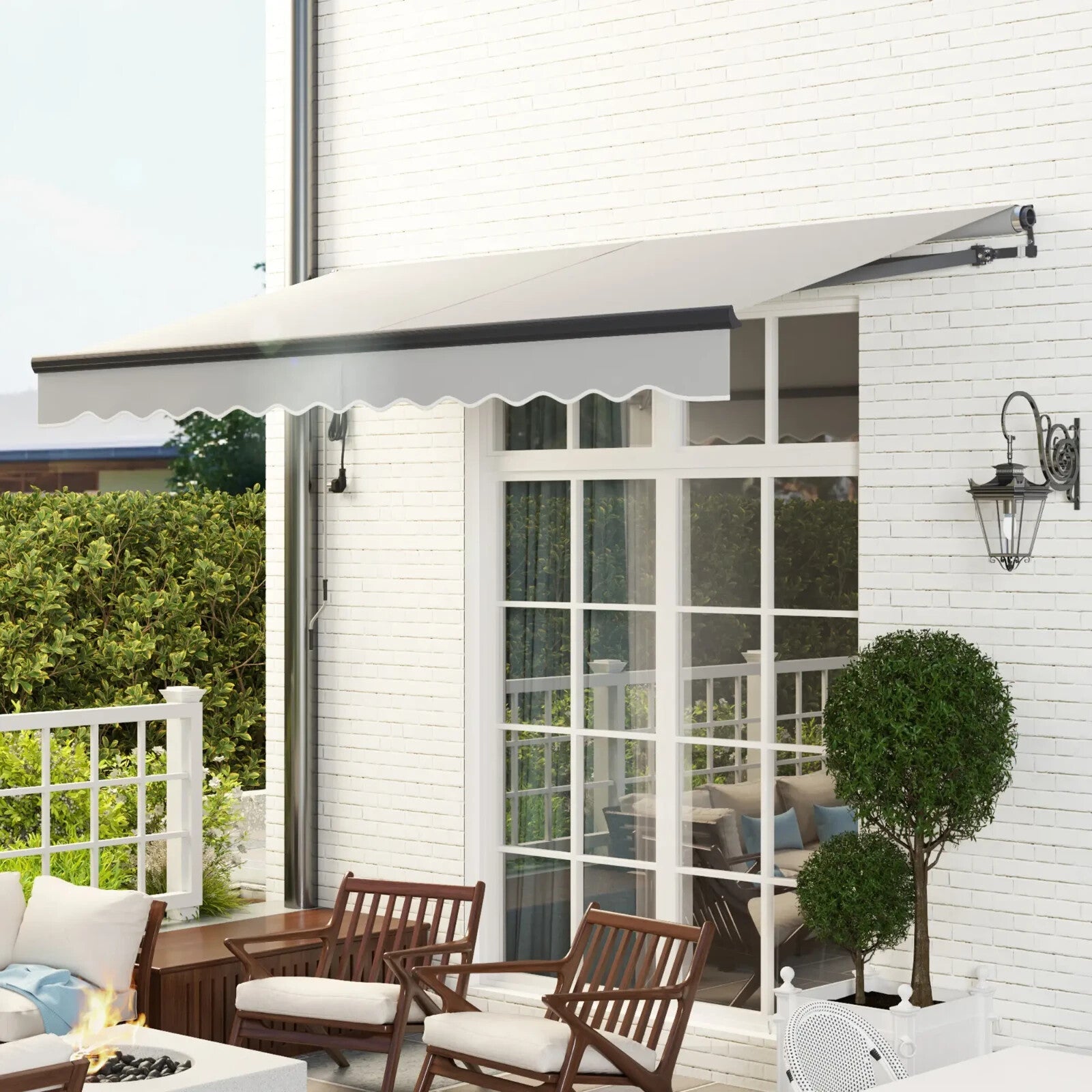 Electric Motorised Retractable Garden Awning 3.5 x 3 m UV Sun Shade Canopy Grey - Home and Garden Furniture Shop - rustic - furniture