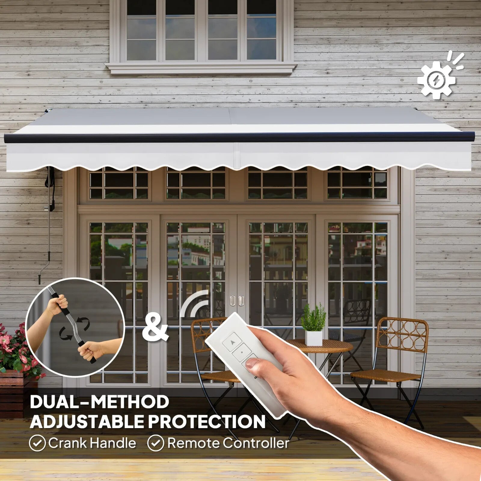Electric Motorised Retractable Garden Awning 3.5 x 3 m UV Sun Shade Canopy Grey - Home and Garden Furniture Shop - rustic - furniture