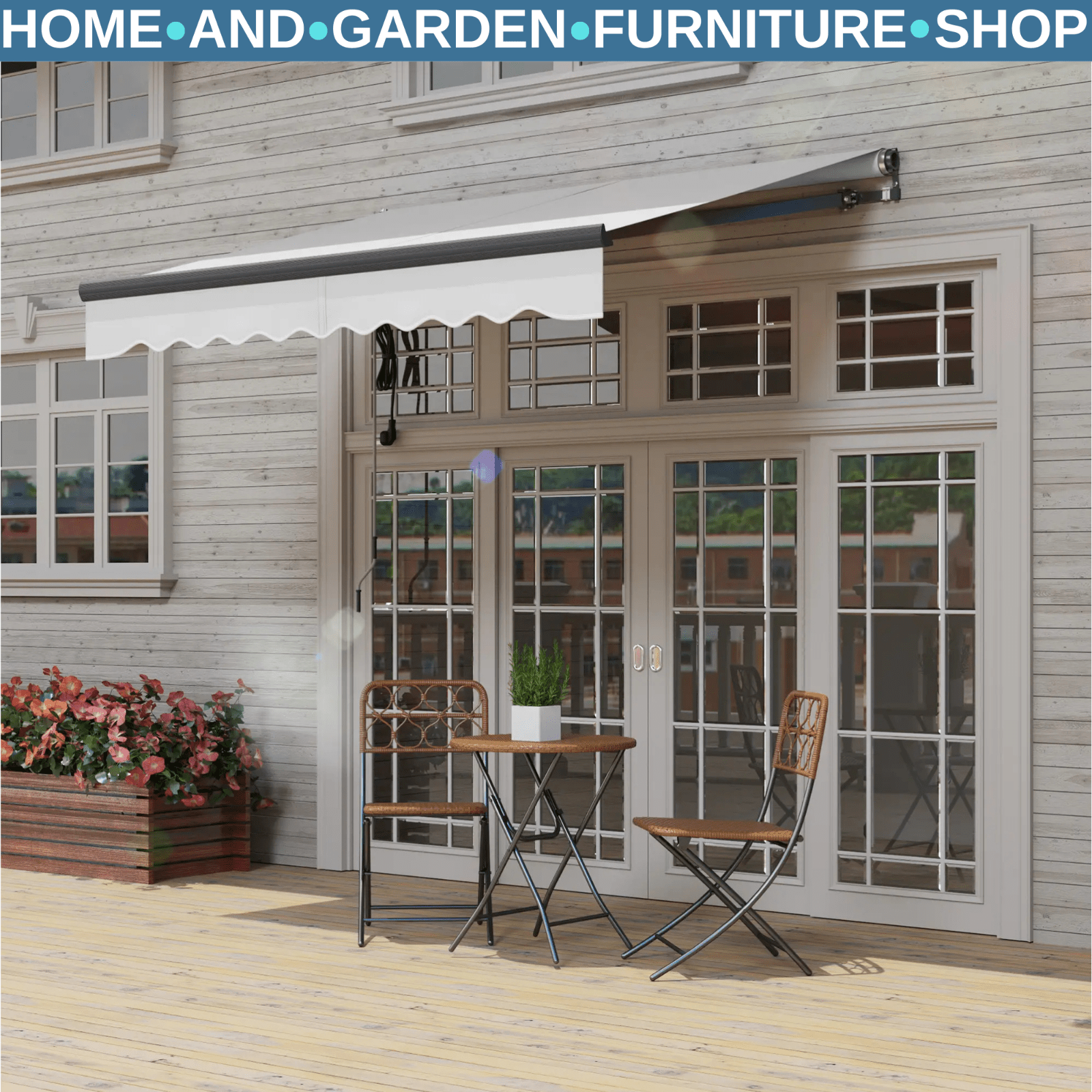 Electric Retractable Awning 2.5 x 2m with Aluminium Frame For Garden Patio Door - Home and Garden Furniture Shop - rustic - furniture