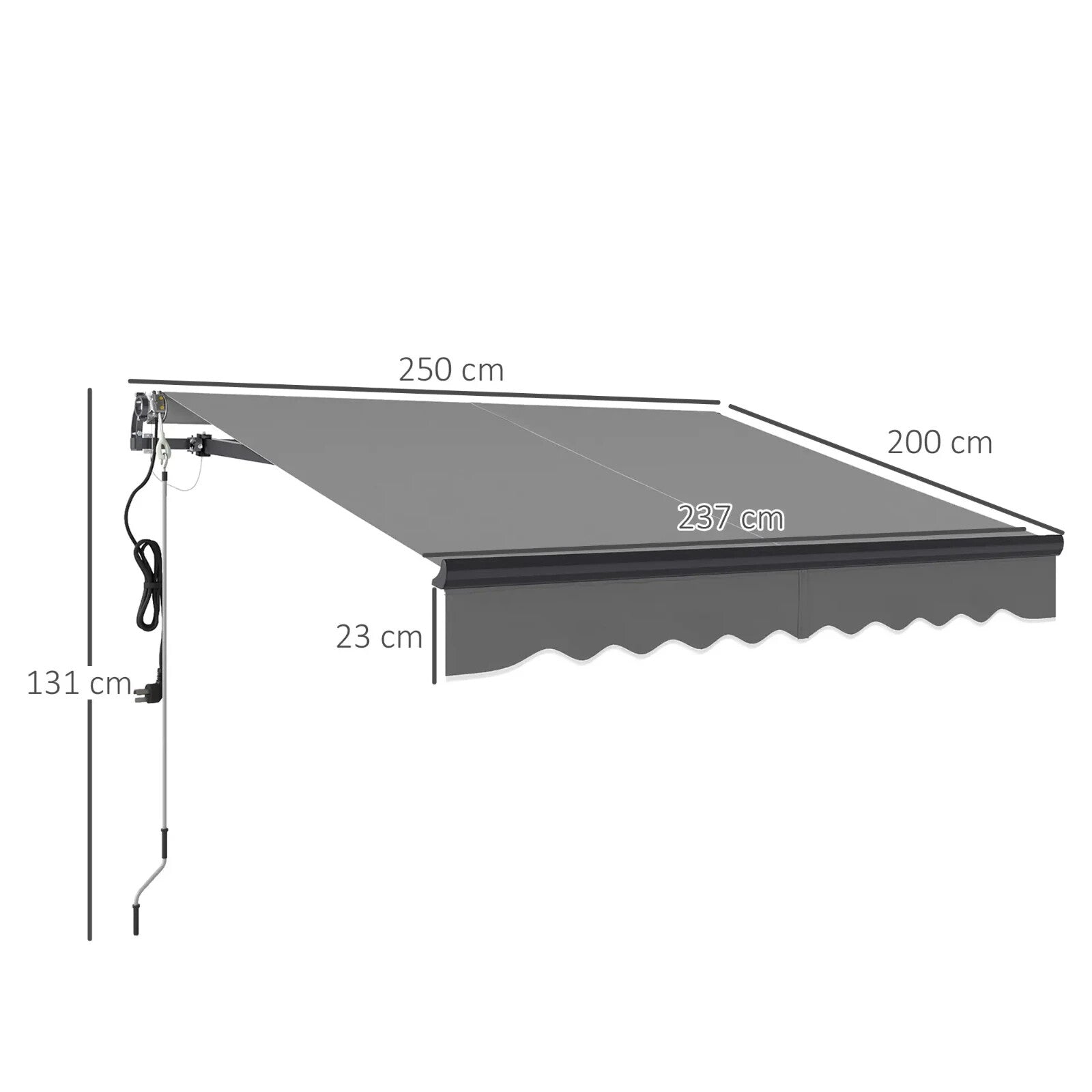 Electric Retractable Awning Aluminium Frame 2.5x2m Grey Canopy Sun Shade Shelter - Home and Garden Furniture Shop - rustic - furniture