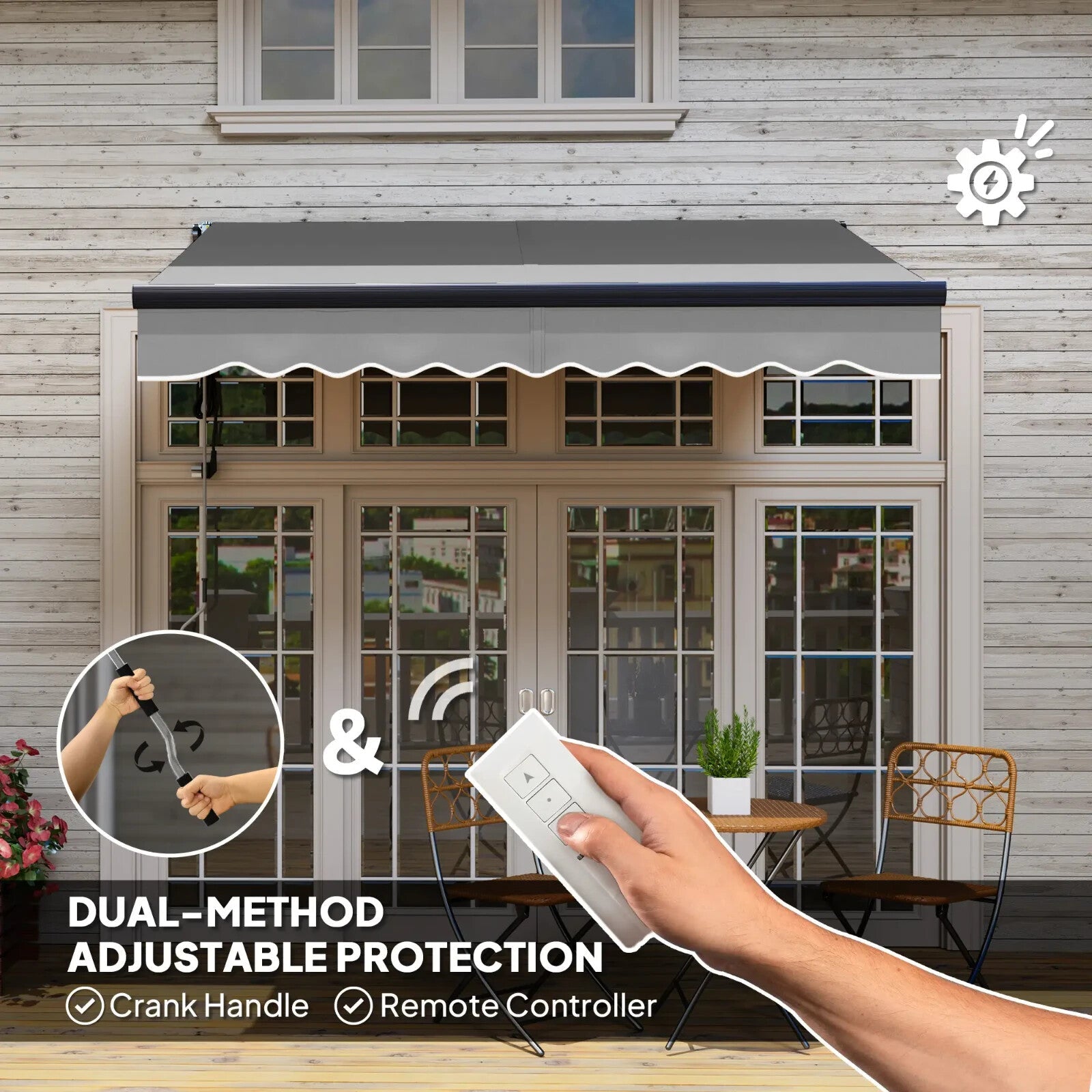 Electric Retractable Awning Aluminium Frame 2.5x2m Grey Canopy Sun Shade Shelter - Home and Garden Furniture Shop - rustic - furniture
