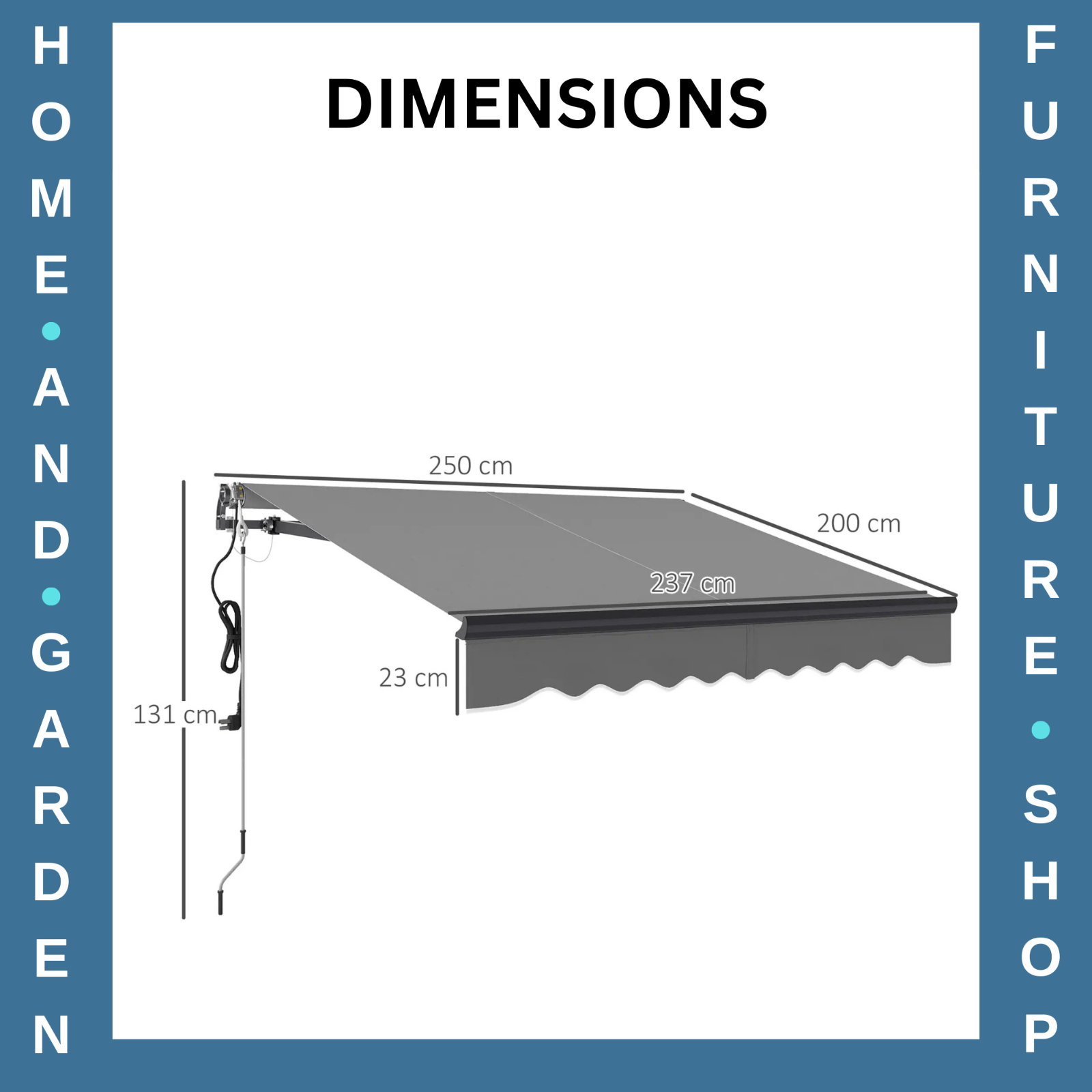Electric Retractable Awning Aluminium Frame 2.5x2m Grey Canopy Sun Shade Shelter - Home and Garden Furniture Shop - rustic - furniture