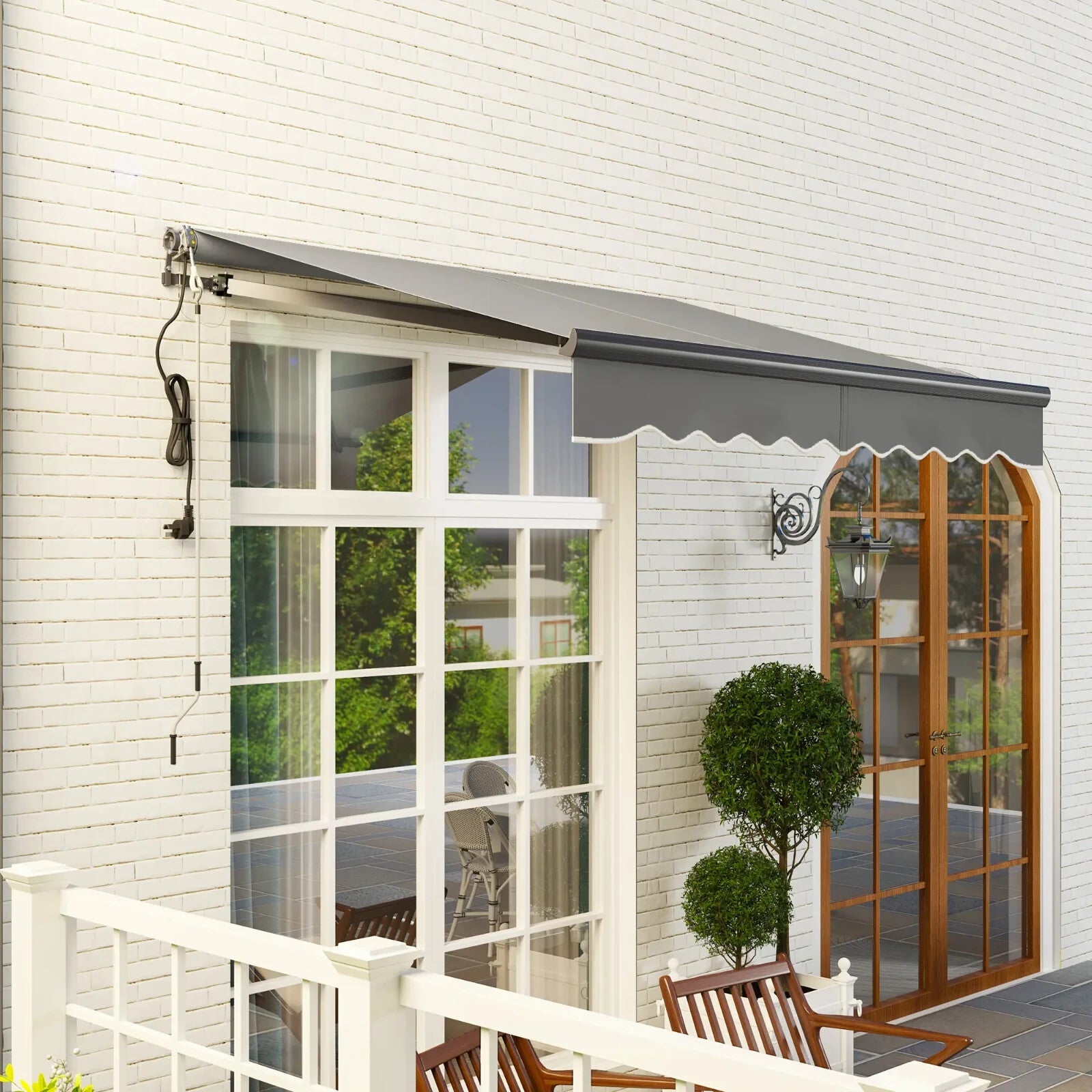 Electric Retractable Awning Aluminium Frame 2.5x2m Grey Canopy Sun Shade Shelter - Home and Garden Furniture Shop - rustic - furniture