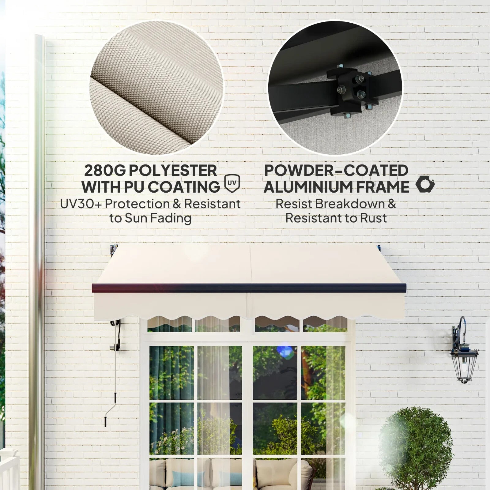 Electric Retractable Garden Awning 2.5x2 m UV Sun Shade Patio Canopy with Remote - Home and Garden Furniture Shop - rustic - furniture