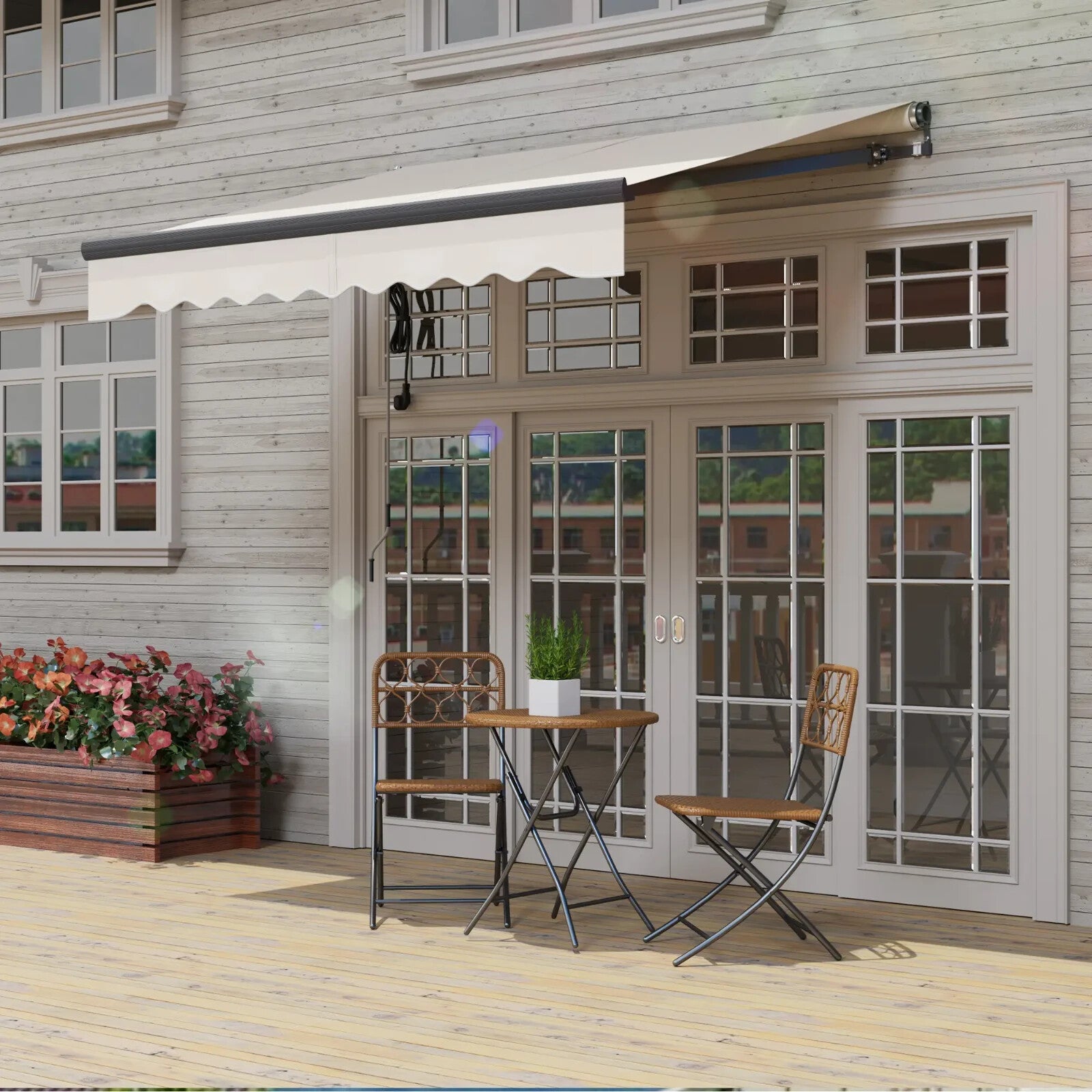 Electric Retractable Garden Awning 2.5x2 m UV Sun Shade Patio Canopy with Remote - Home and Garden Furniture Shop - rustic - furniture