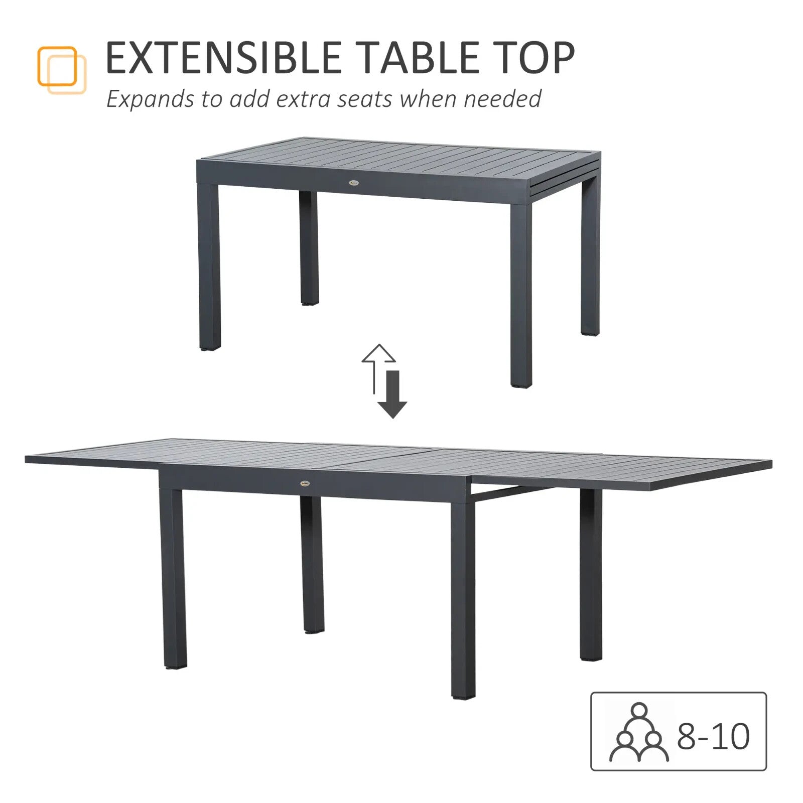 Extendable Garden Table 10 Seater Outdoor Dining Table Aluminium Frame for Patio - Home and Garden Furniture Shop - rustic - furniture