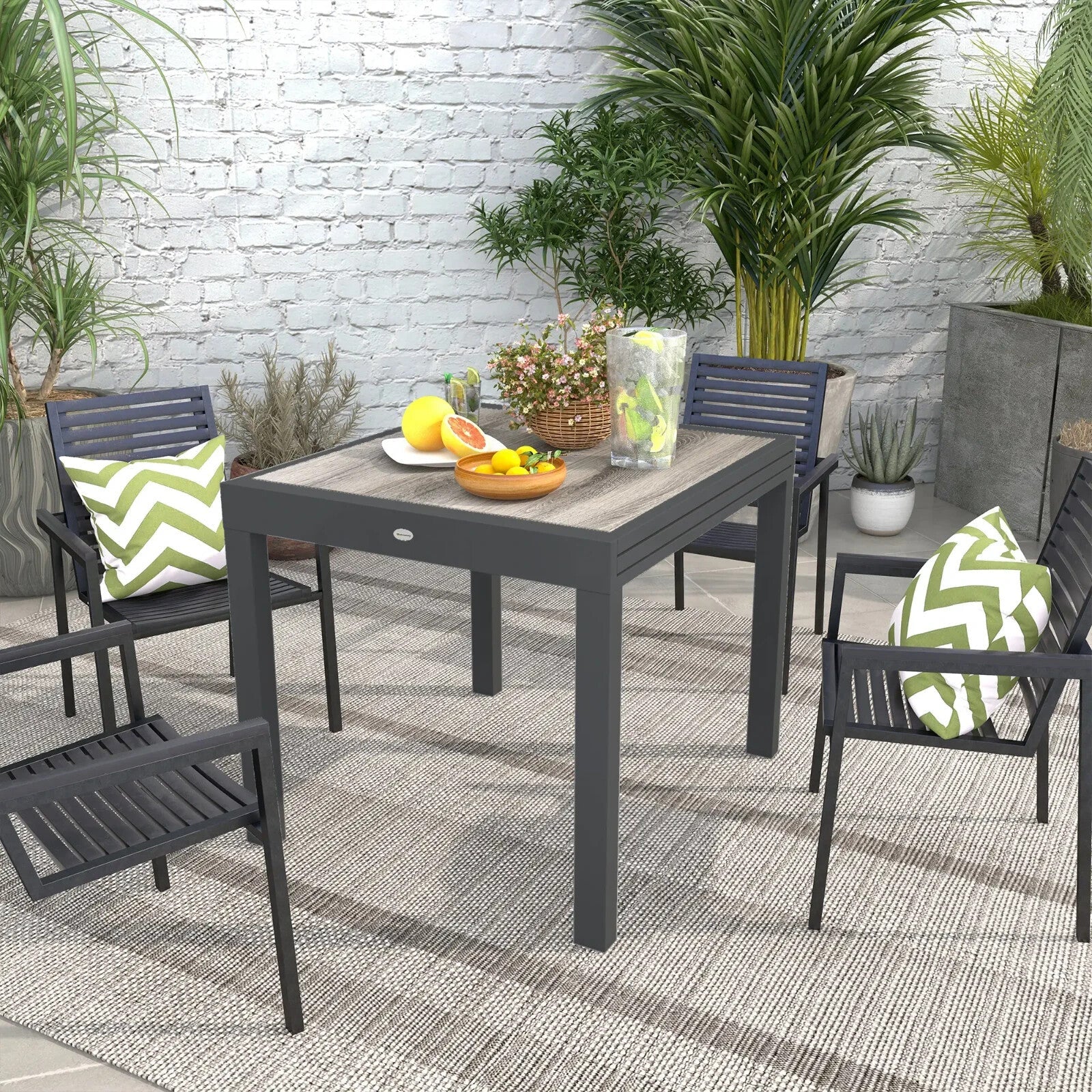 Extending Garden Dining Table for 6 with Aluminium Frame & Plastic Wood Tabletop - Home and Garden Furniture Shop - rustic - furniture