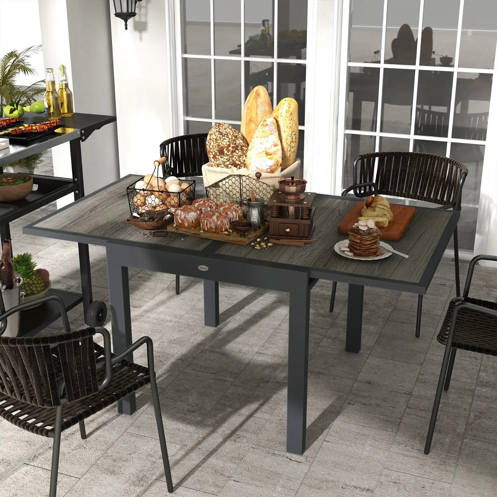 Extending Garden Dining Table for 6 with Aluminium Frame & Plastic Wood Tabletop - Home and Garden Furniture Shop - rustic - furniture