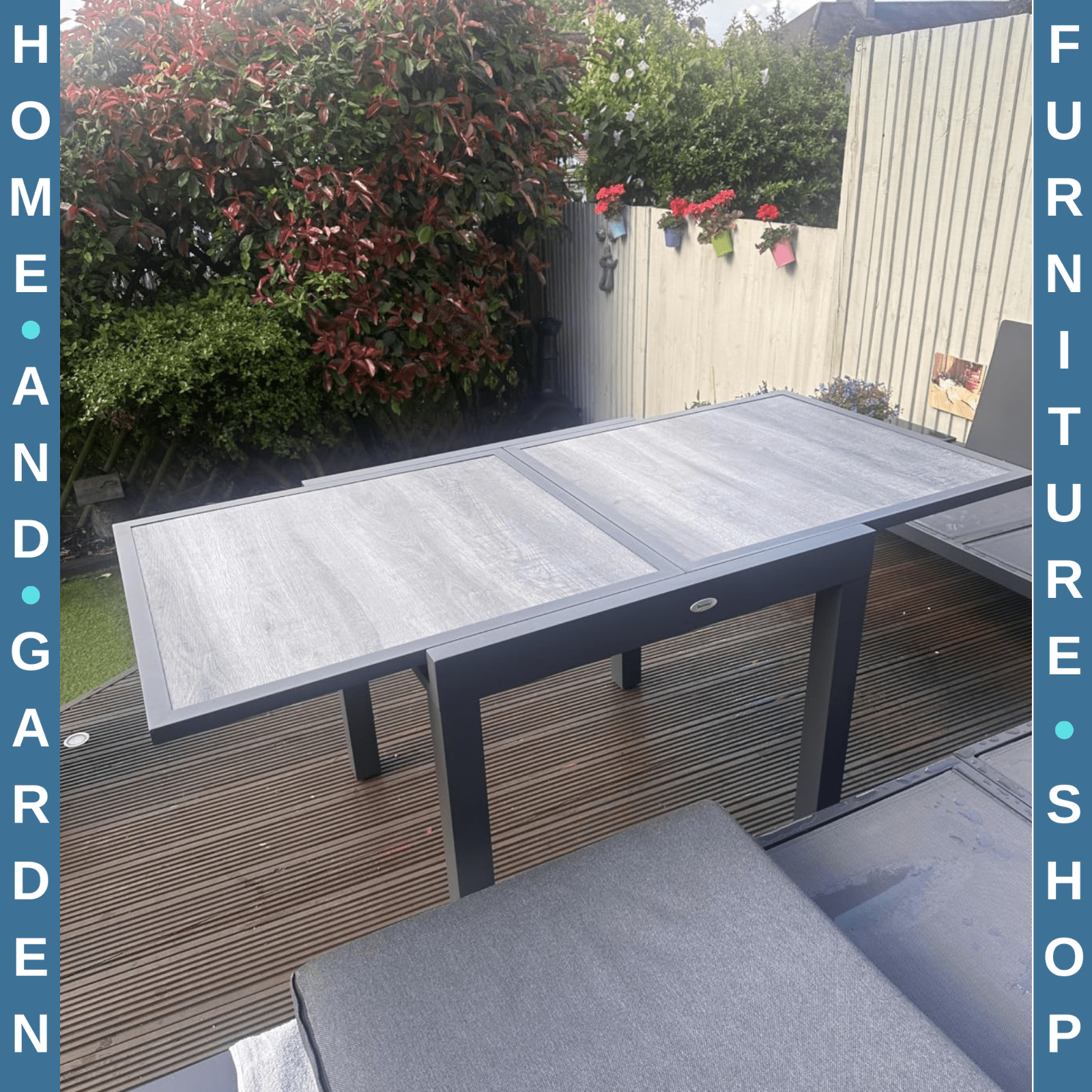Extending Garden Dining Table Outdoor 6 Seater Patio Table Aluminium Frame Grey - Home and Garden Furniture Shop - rustic - furniture