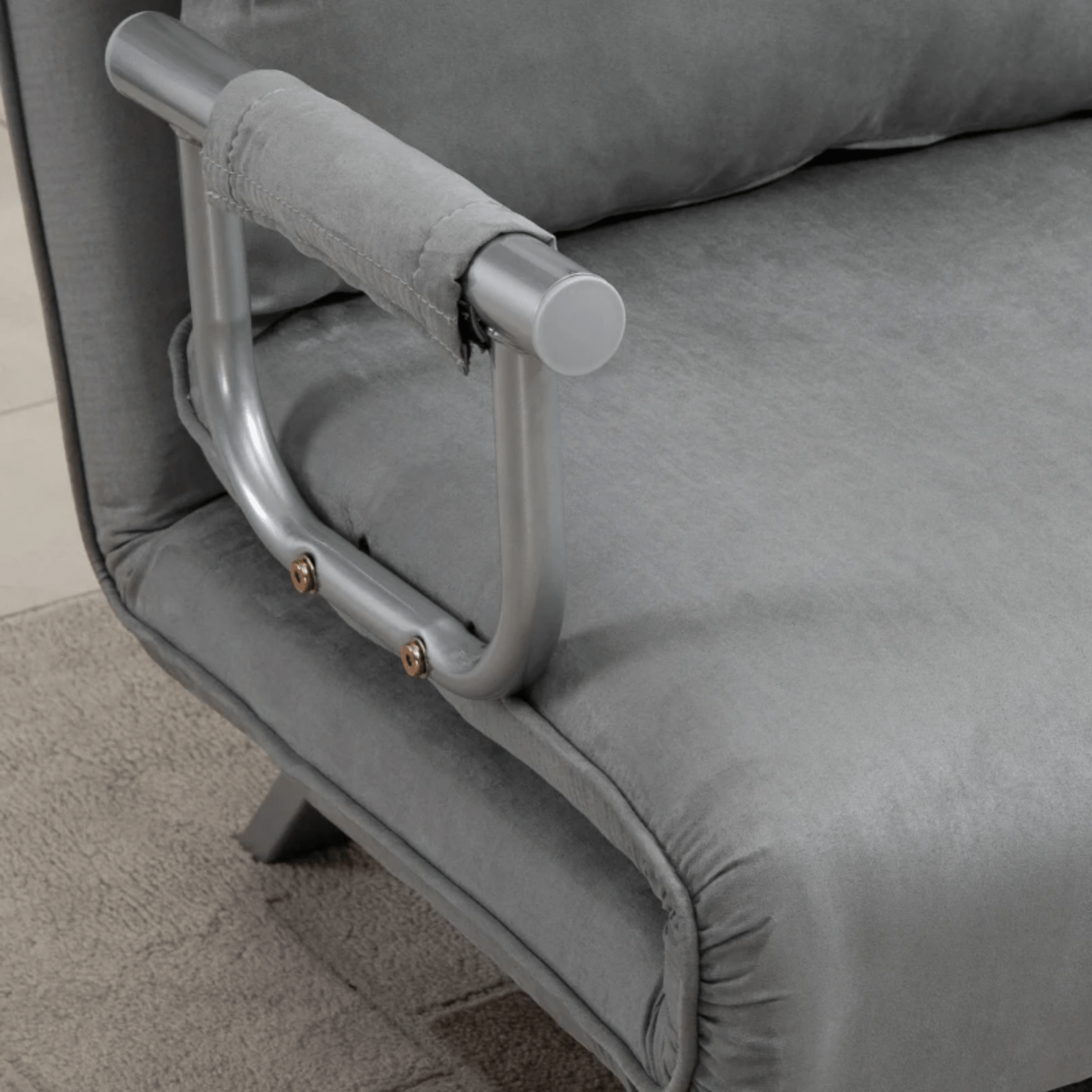 Fabric Convertible 2 Seater Sofa Bed 2 Pillows for Living Room Light Grey Settee - Home and Garden Furniture Shop - rustic - furniture