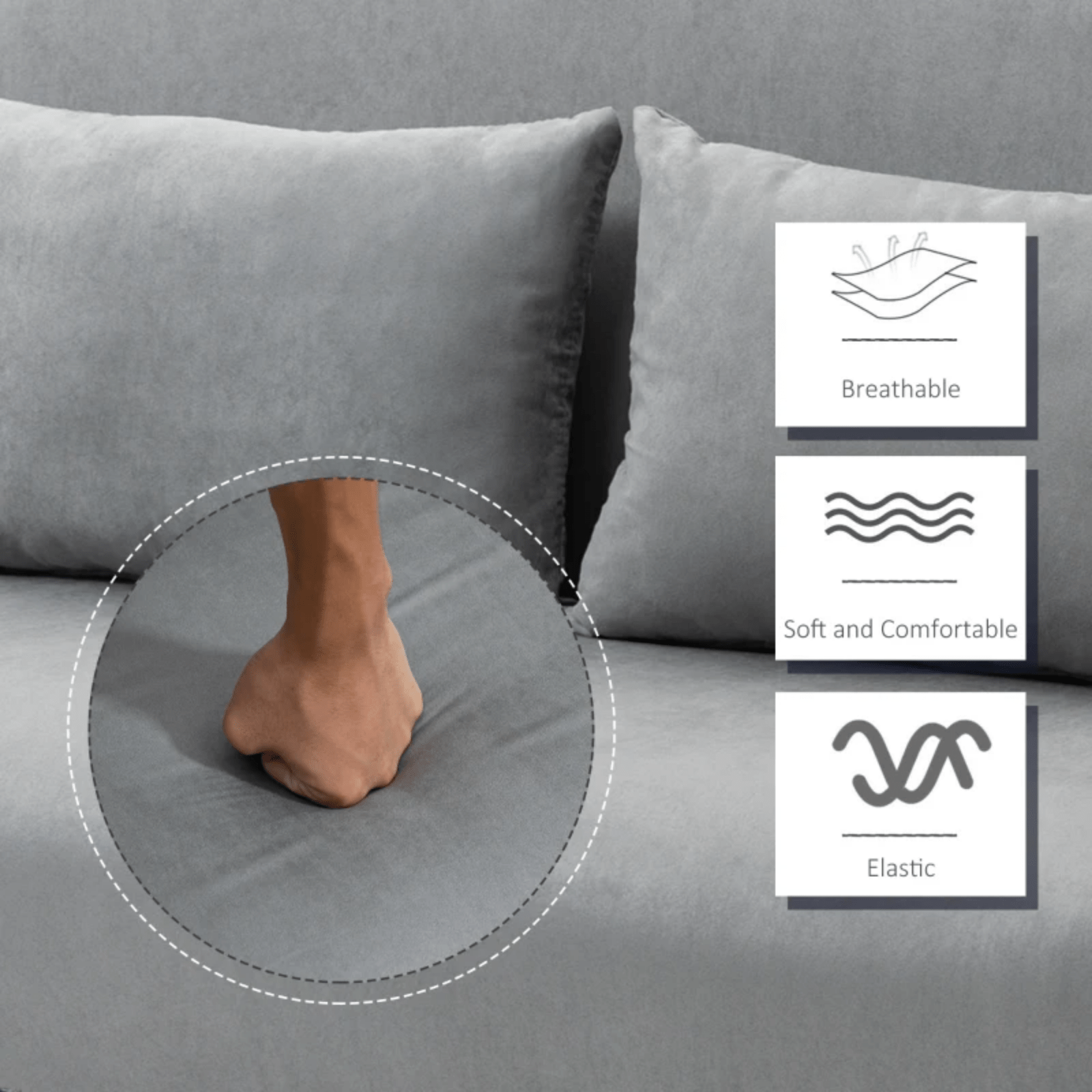 Fabric Convertible 2 Seater Sofa Bed 2 Pillows for Living Room Light Grey Settee - Home and Garden Furniture Shop - rustic - furniture