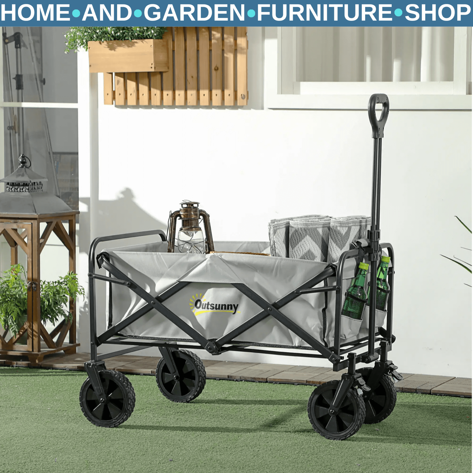 Festival Trolley Cart Cargo Wagon Foldable with Four Universal Wheels Dark Grey - Home and Garden Furniture Shop - rustic - furniture
