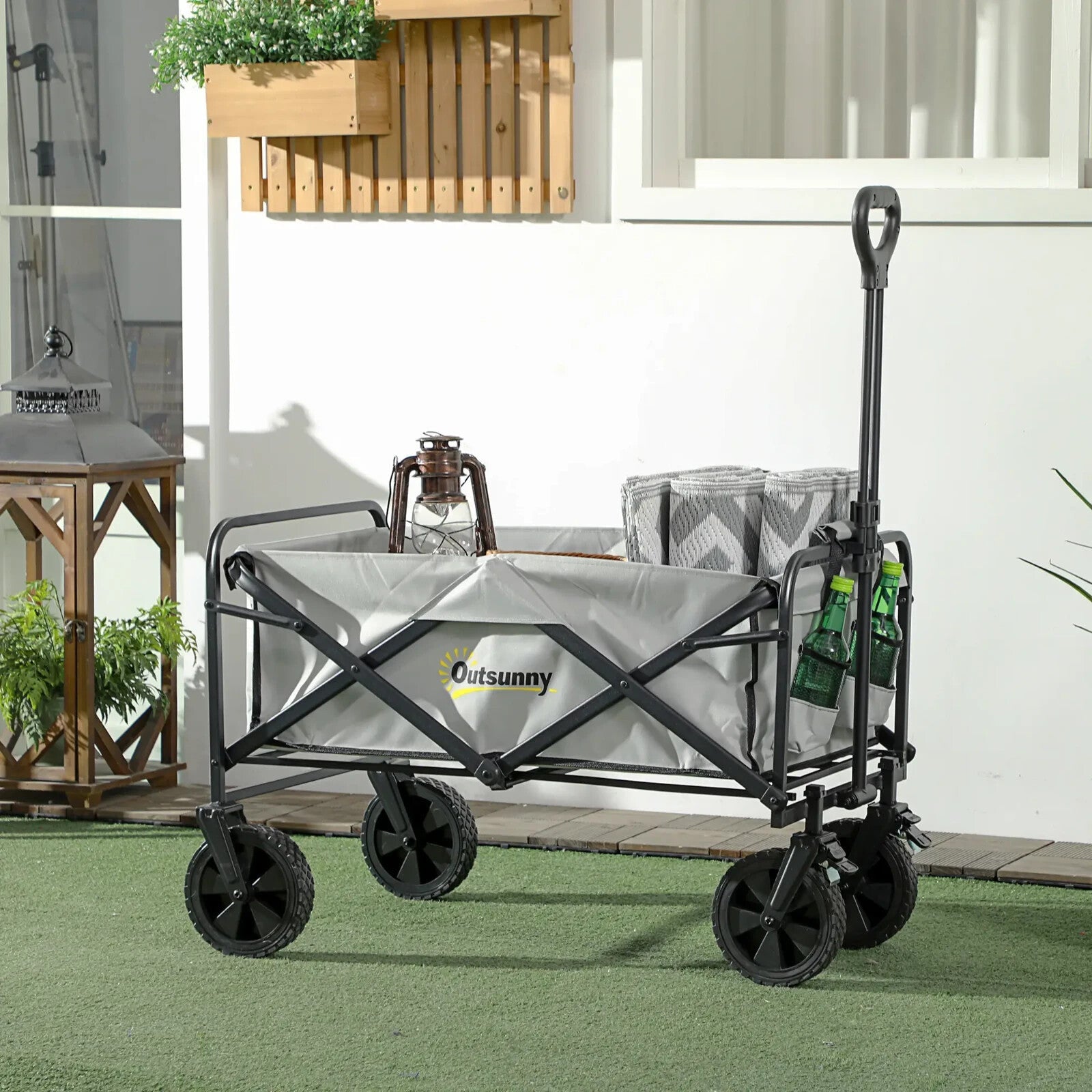 Festival Trolley Cart Cargo Wagon Foldable with Four Universal Wheels Dark Grey - Home and Garden Furniture Shop - rustic - furniture