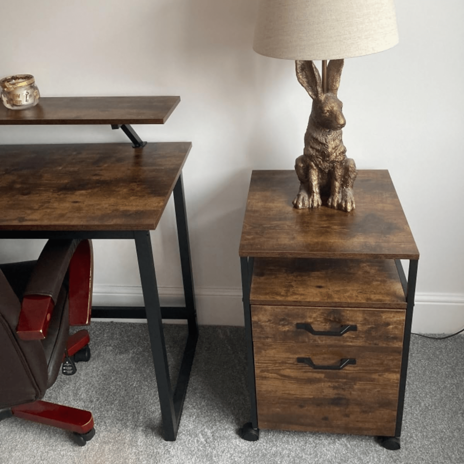 File Cabinet Under Desk Storage Unit Rolling Office Filing Cabinet with Drawers - Home and Garden Furniture Shop - rustic - furniture