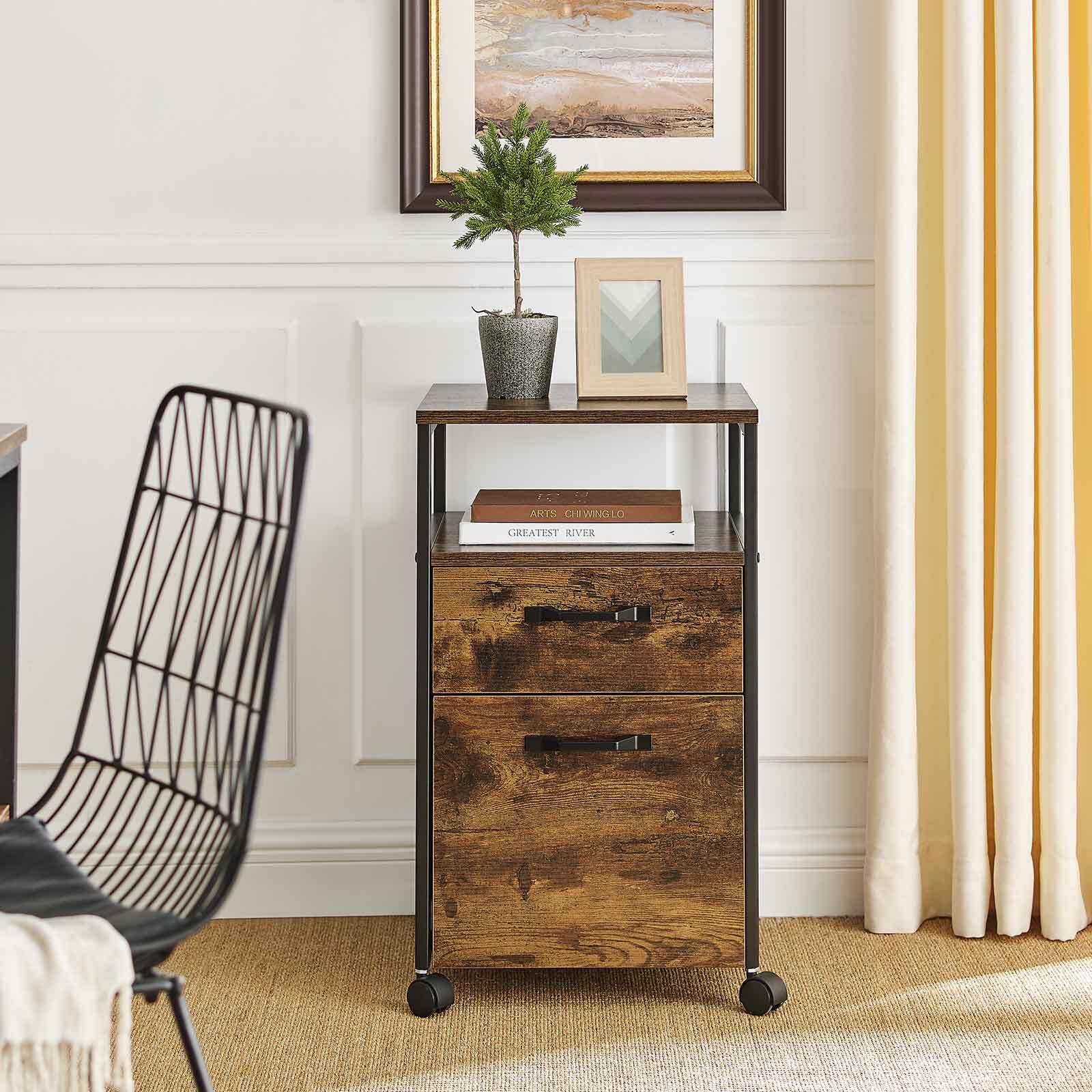 File Cabinet Under Desk Storage Unit Rolling Office Filing Cabinet with Drawers - Home and Garden Furniture Shop - rustic - furniture
