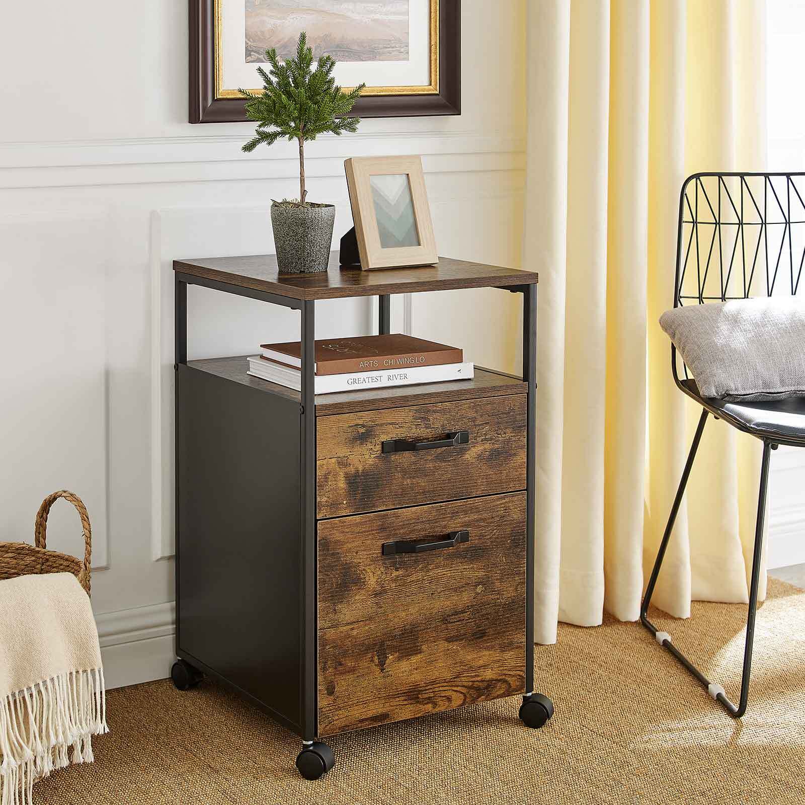 File Cabinet Under Desk Storage Unit Rolling Office Filing Cabinet with Drawers - Home and Garden Furniture Shop - rustic - furniture