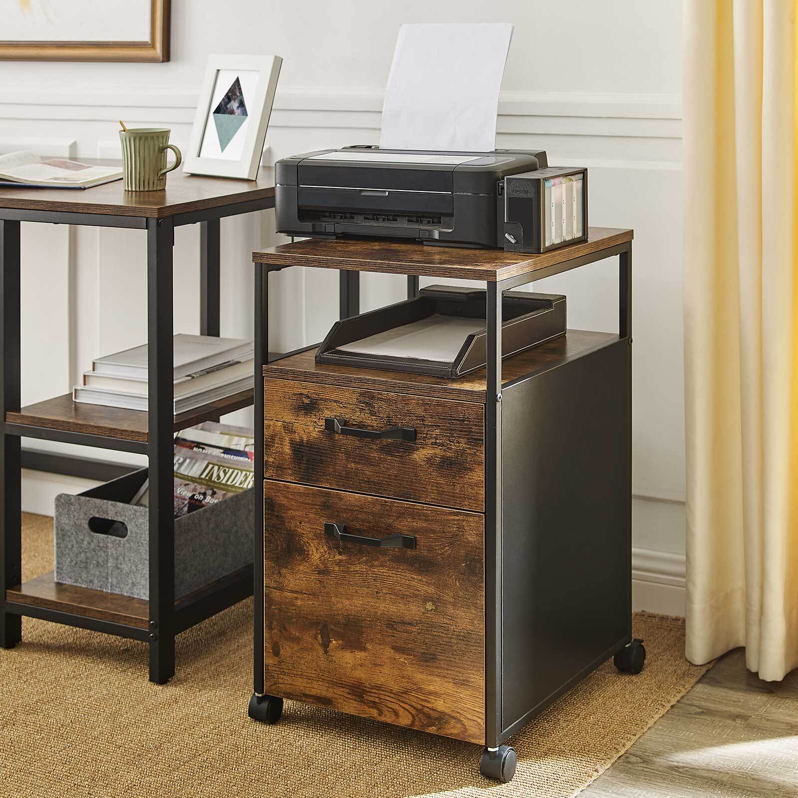 File Cabinet Under Desk Storage Unit Rolling Office Filing Cabinet with Drawers - Home and Garden Furniture Shop - rustic - furniture