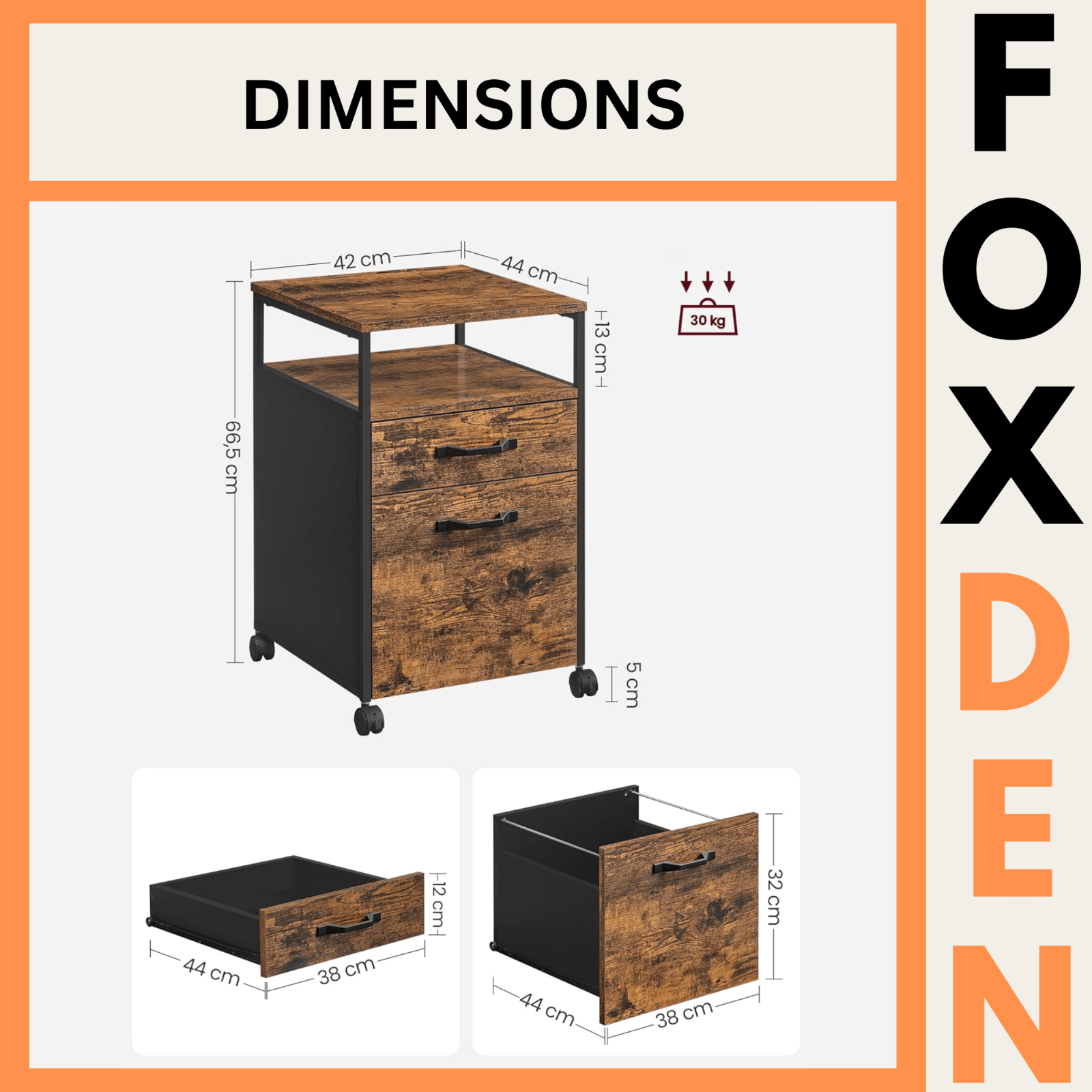 File Cabinet Under Desk Storage Unit Rolling Office Filing Cabinet with Drawers - Home and Garden Furniture Shop - rustic - furniture