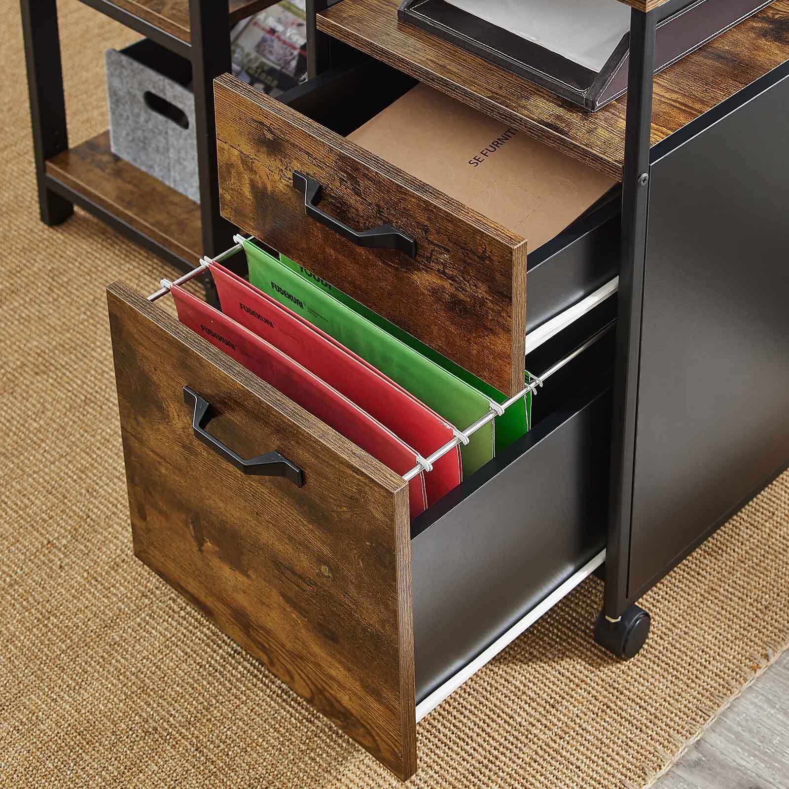 File Cabinet Under Desk Storage Unit Rolling Office Filing Cabinet with Drawers - Home and Garden Furniture Shop - rustic - furniture