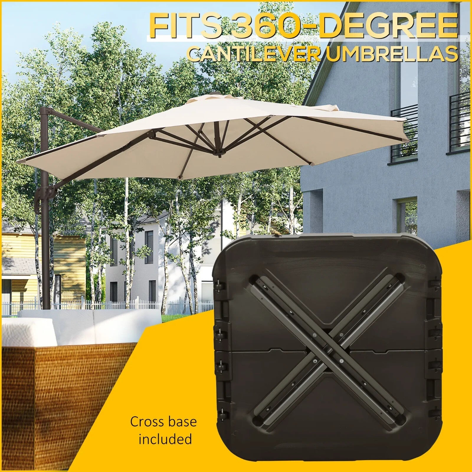 Fillable Cantilever Parasol Base with Cross Base Weights & Wheel Garden Umbrella - Home and Garden Furniture Shop - rustic - furniture