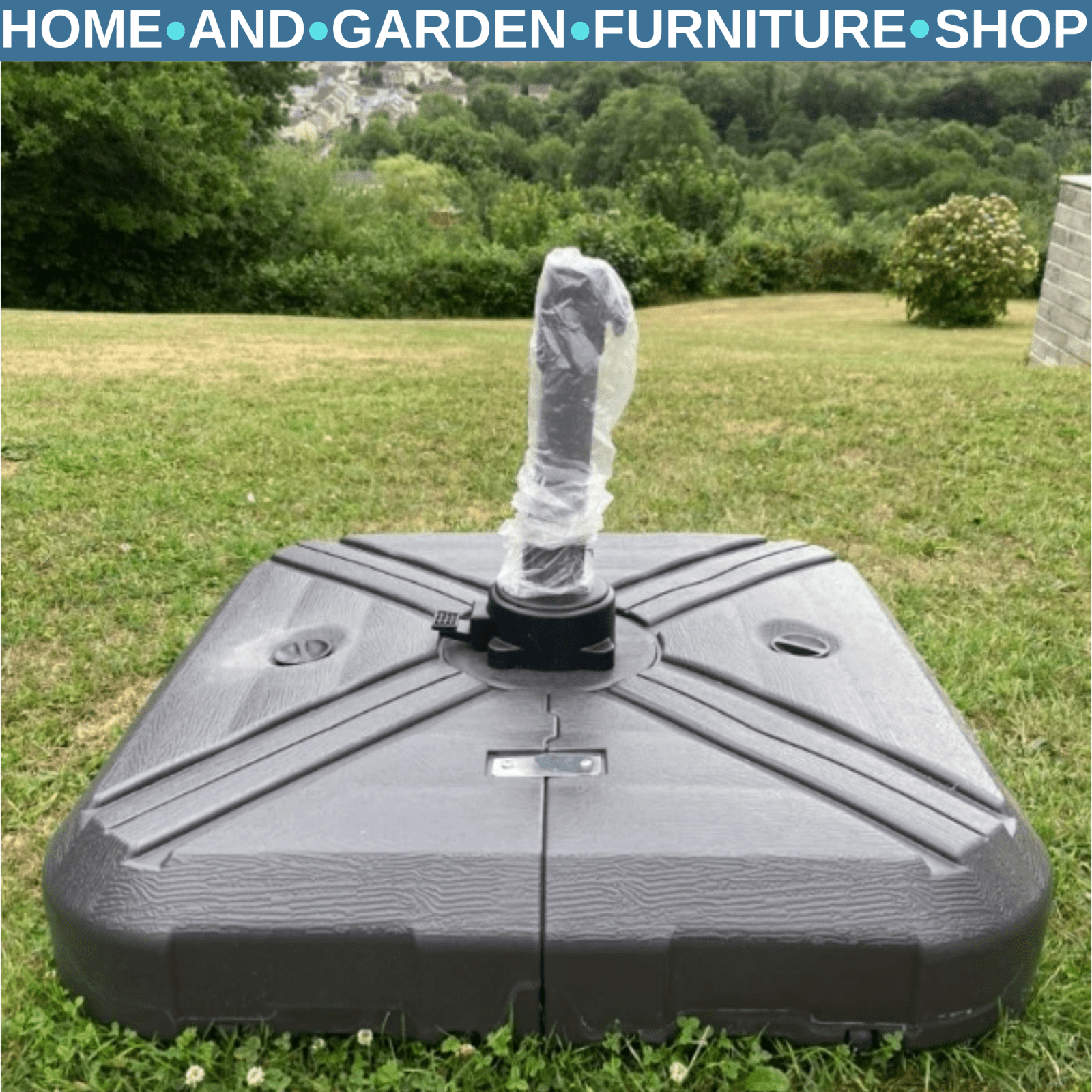 Fillable Cantilever Parasol Base with Cross Base Weights & Wheel Garden Umbrella - Home and Garden Furniture Shop - rustic - furniture